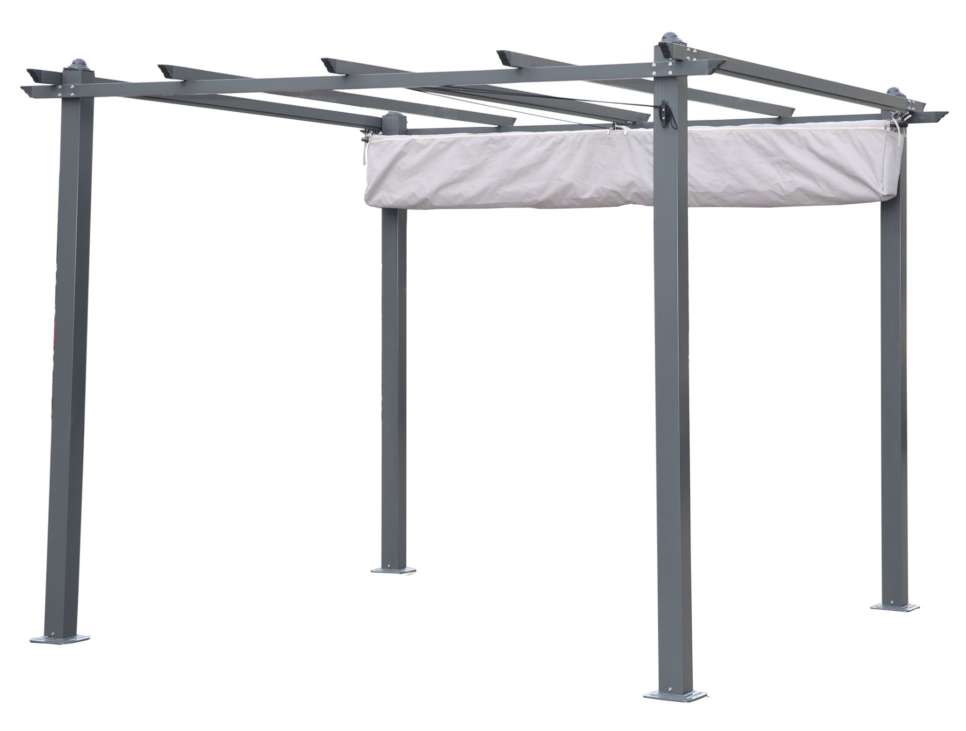 V Brand New 3m x 3m Aluminium Charcoal Grey Pergola With Zipped Cover - Sturdy Design And Folds Back - Image 2 of 2