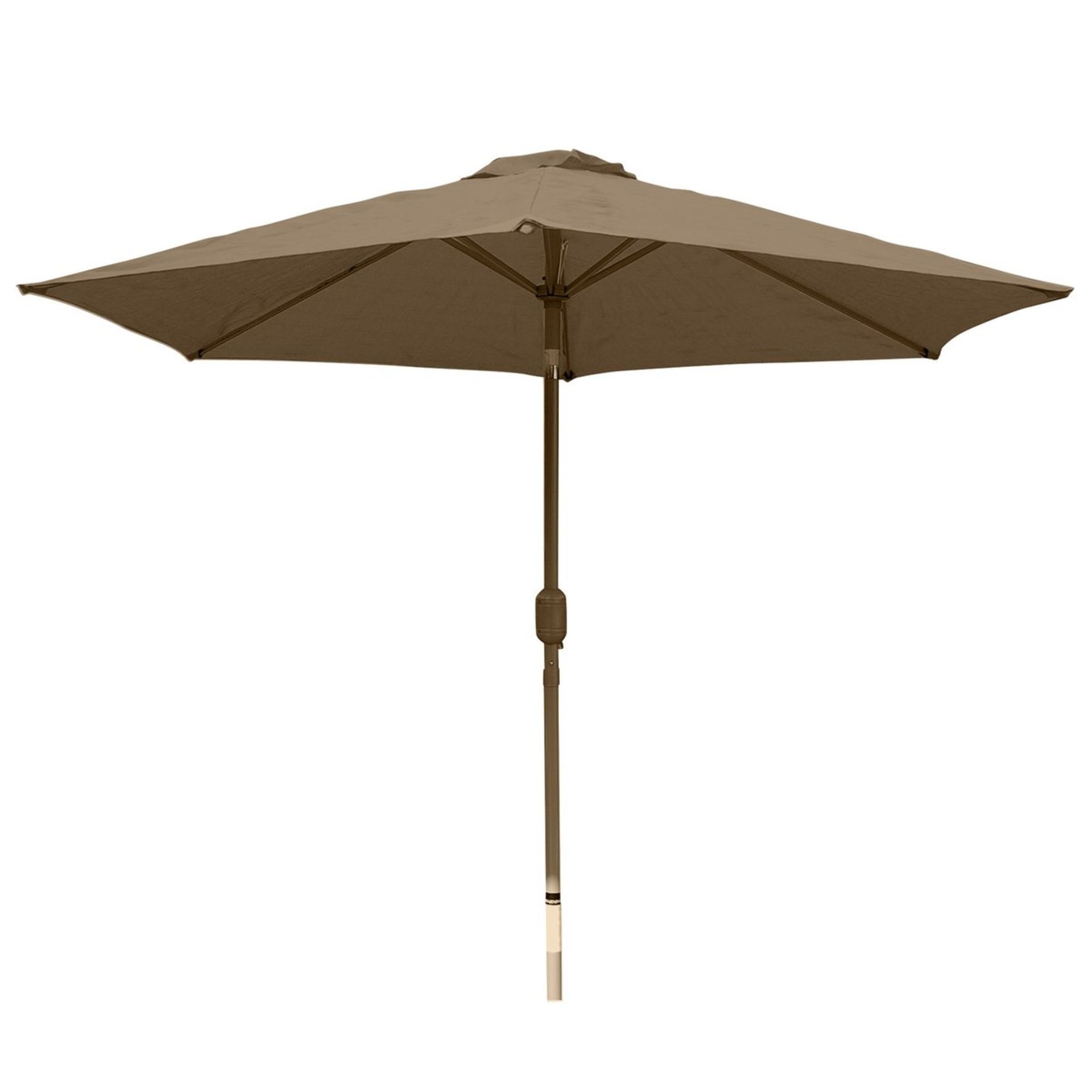 V Brand New 2.5m Steel Rib Aluminium Pole Parasol - Taupe - Image 2 of 2