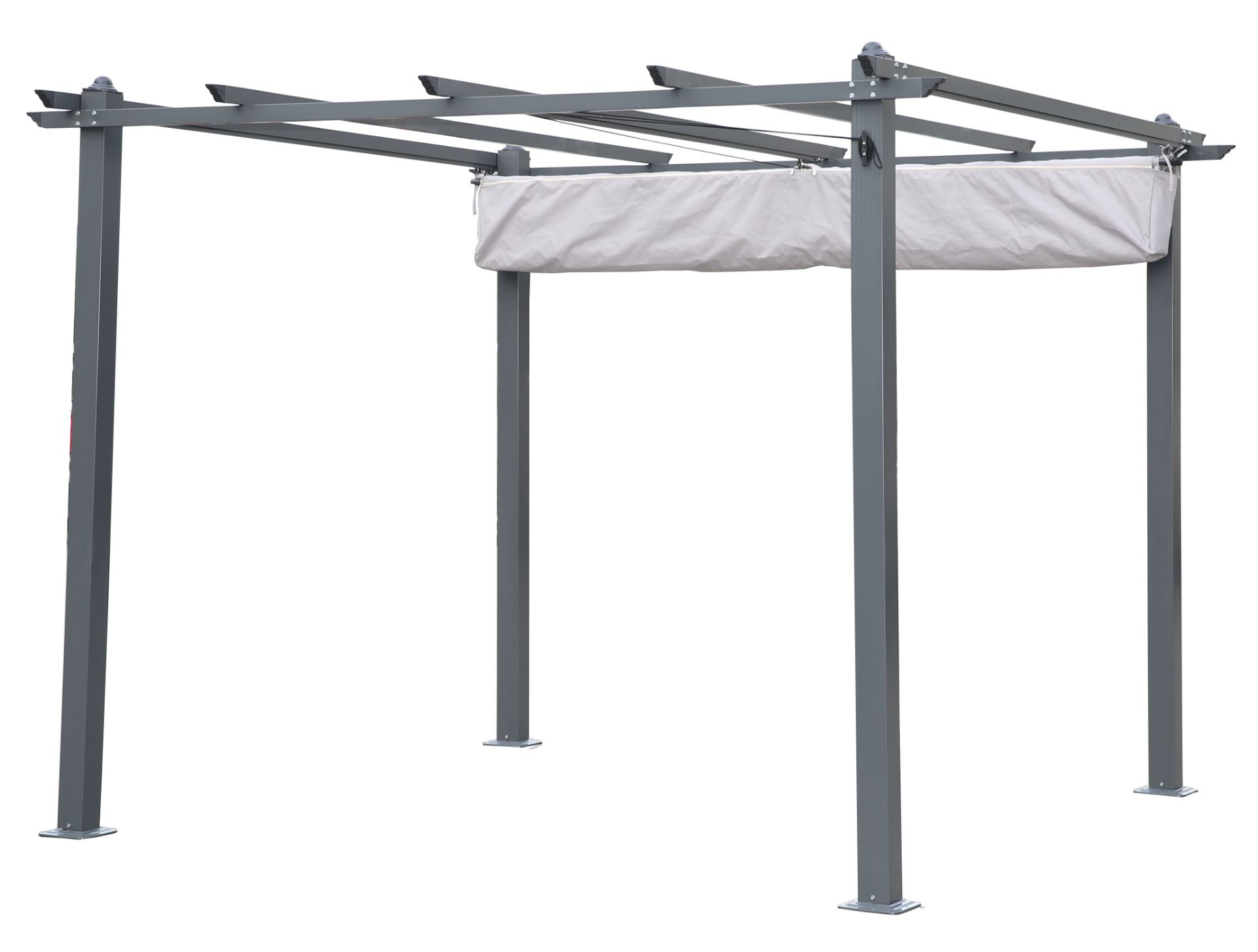 V Brand New 3m x 3m Aluminium Charcoal Grey Pergola With Zipped Cover - Sturdy Design And Folds Back - Image 4 of 4