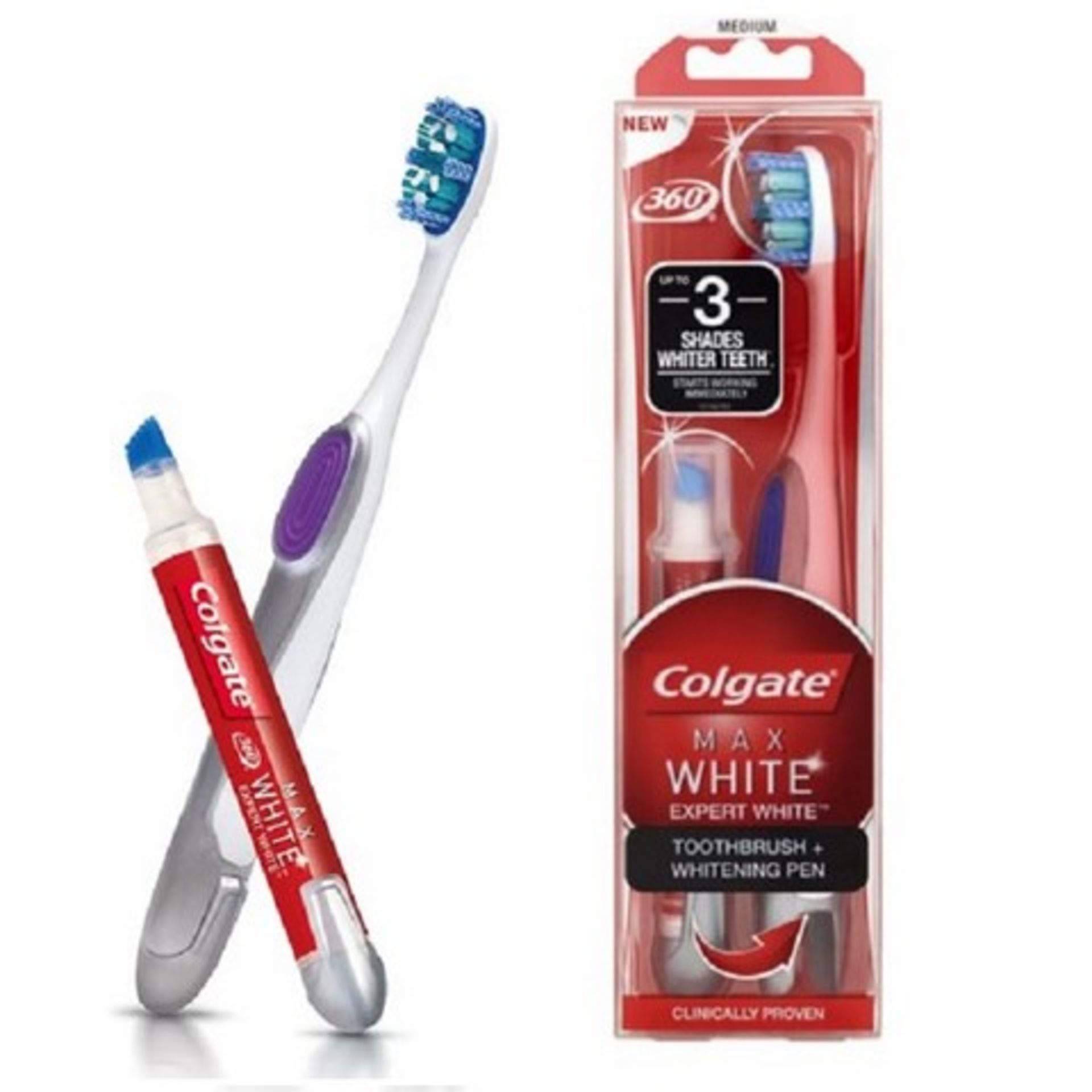 V Brand New Colgate (£12.50 Supermarket Price) Max White Expert White Toothbrush and Whitening Pen - Image 2 of 2