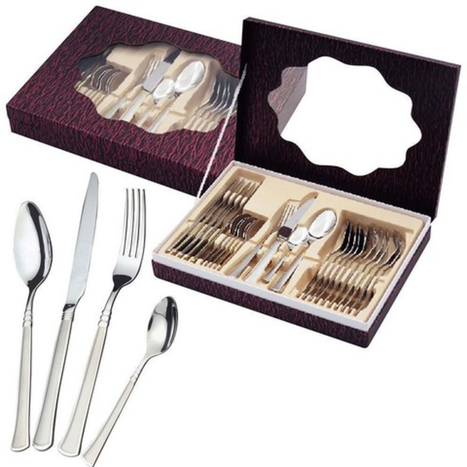 V Brand New Waltman and Sons 24 Piece Polished and Stainless Steel Cutlery set (Pattern is different