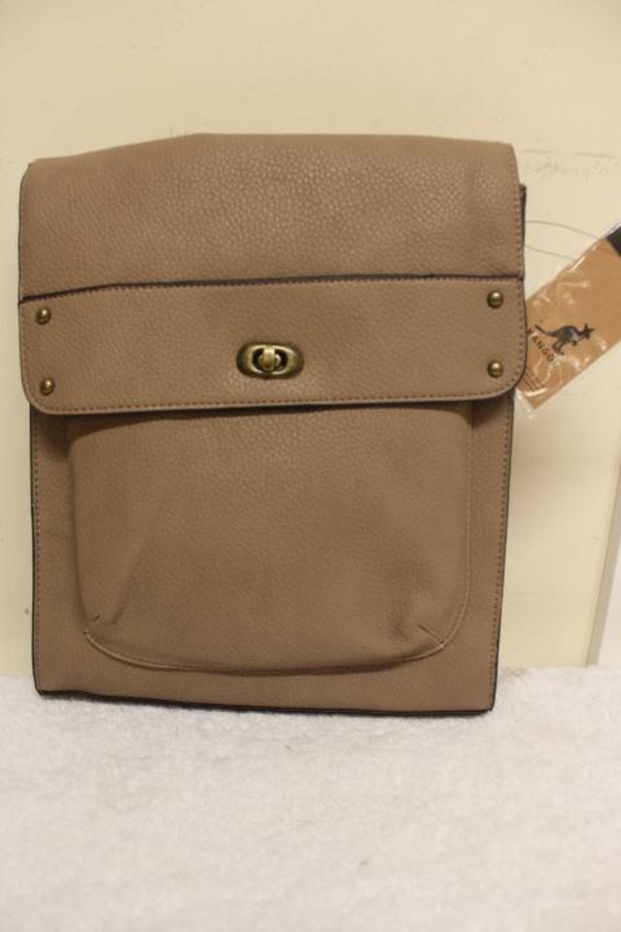 V Brand New Kangol Brown Turnlock Crossbody Bag