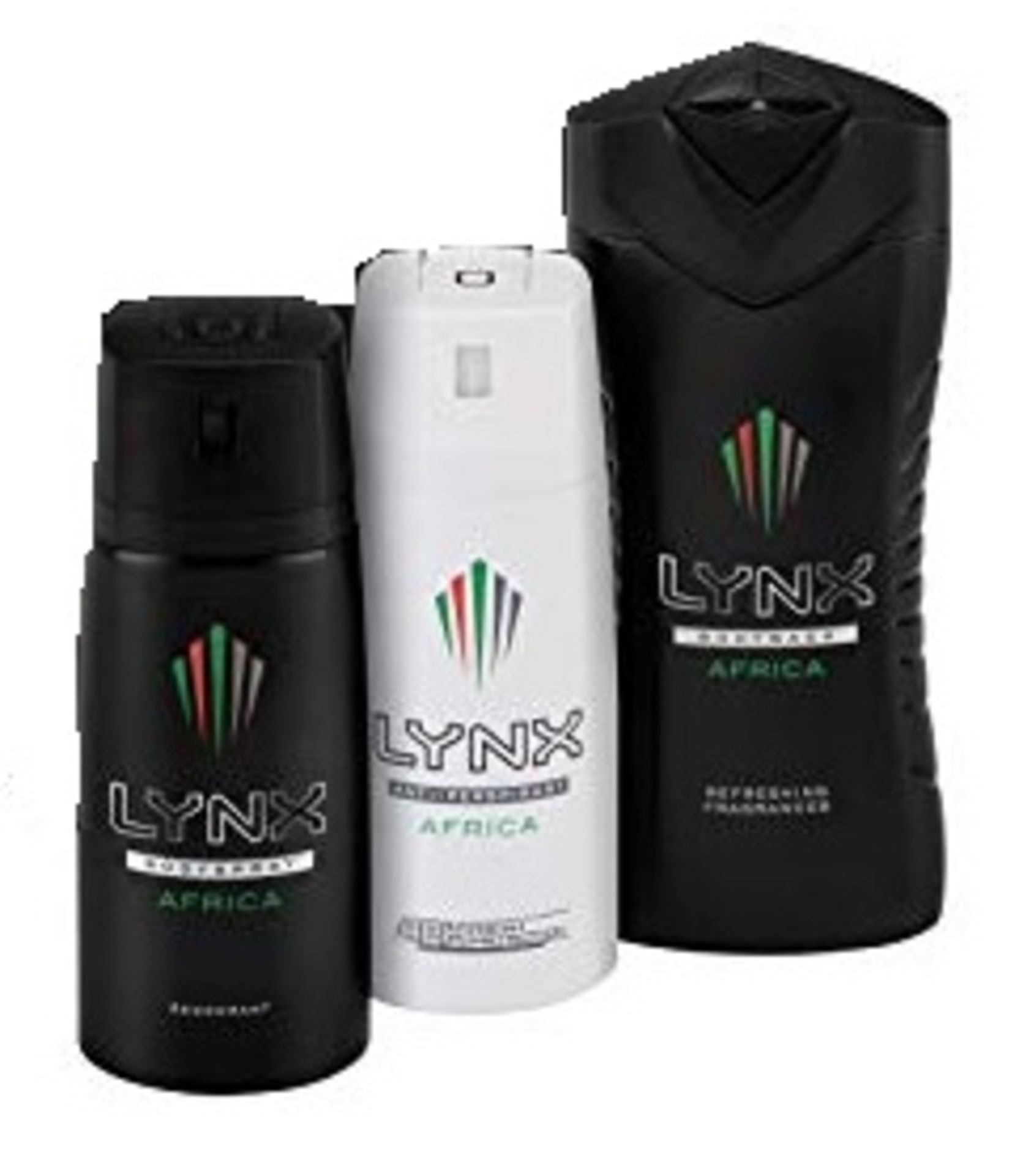 V Brand New 3pc Lynx Africa Set Including 150ml Body Spray - 150ml Anti-Perspirant - 250ml Shower