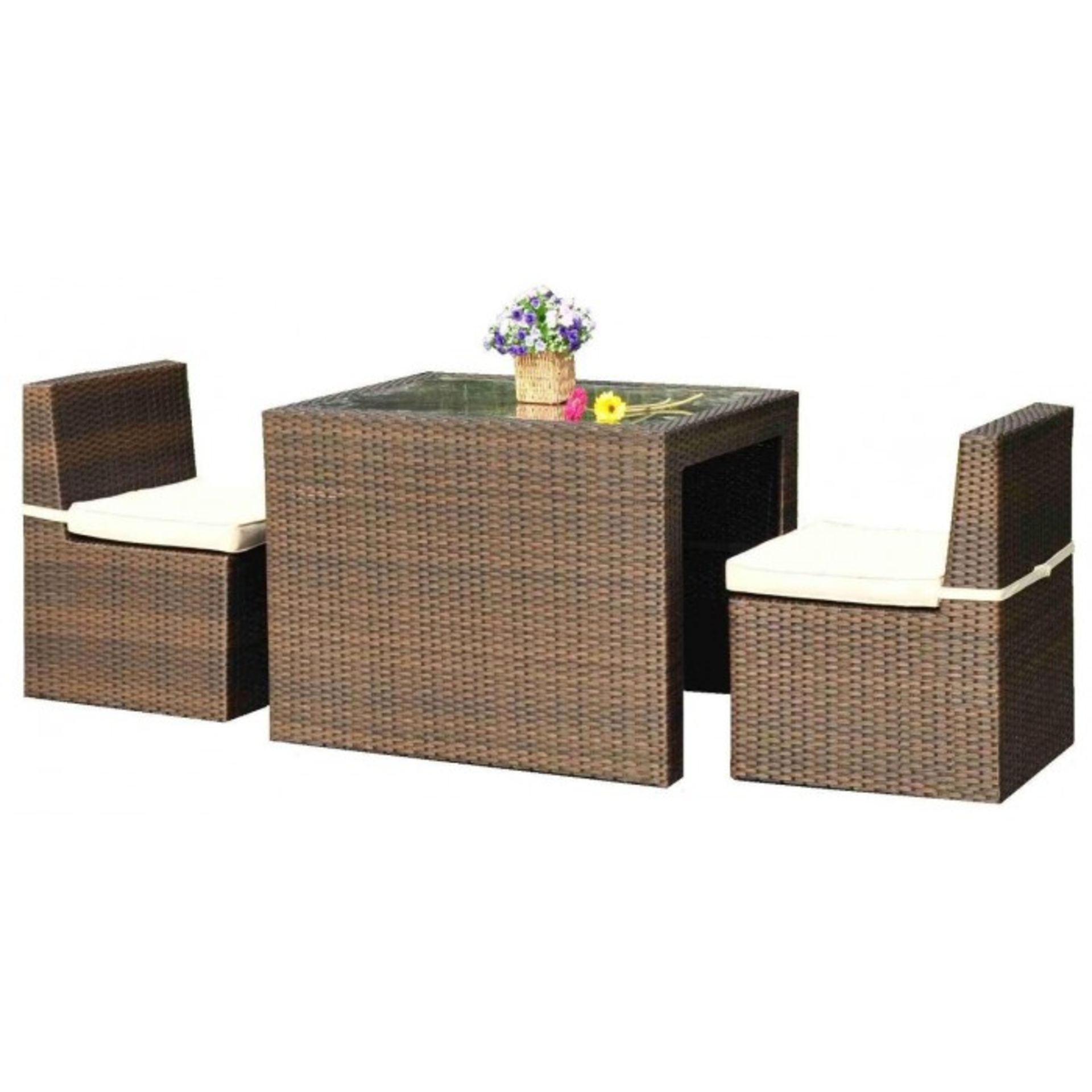 V Brand New Cannes Breakfast Set - Ideal For Smaller Garden Or Balcony - Comprises Of Glass Top