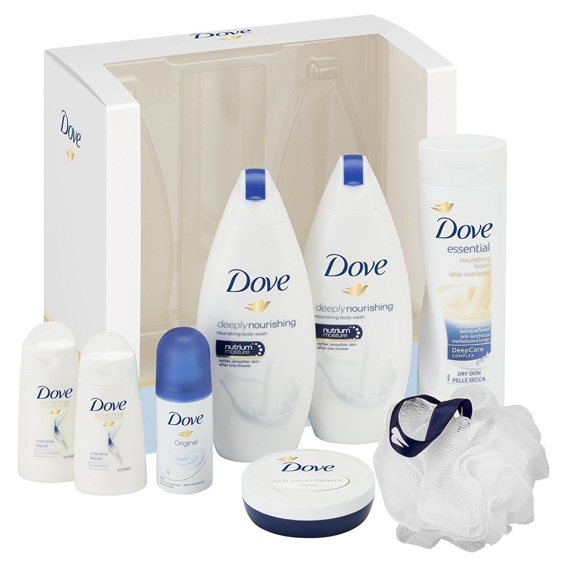 V Brand New Dove Beauty Collection 8pc Gift Set Inc 2x Body Wash/Body Lotion/Rich Nourishment