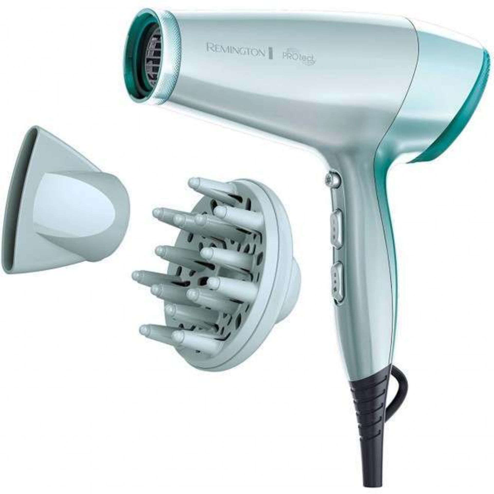 V Brand New Remington Protect Hair Dryer With Multiple Attachments - Aquatic Green - 2400w -