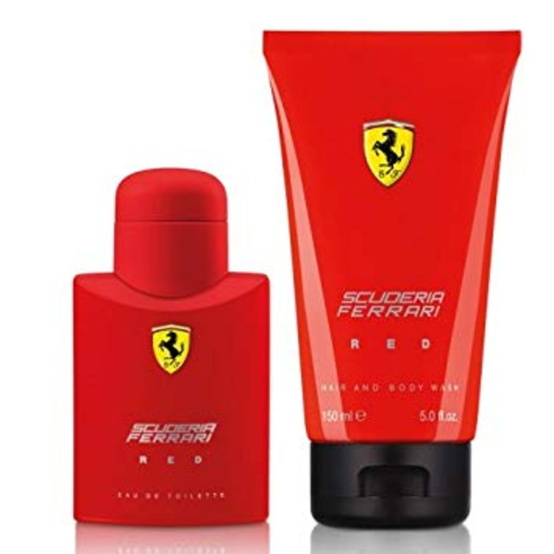 V Brand New Gents Ferrari Red Gift Set - 75ml Eau De Toilette & 150ml Hair & Body Wash
