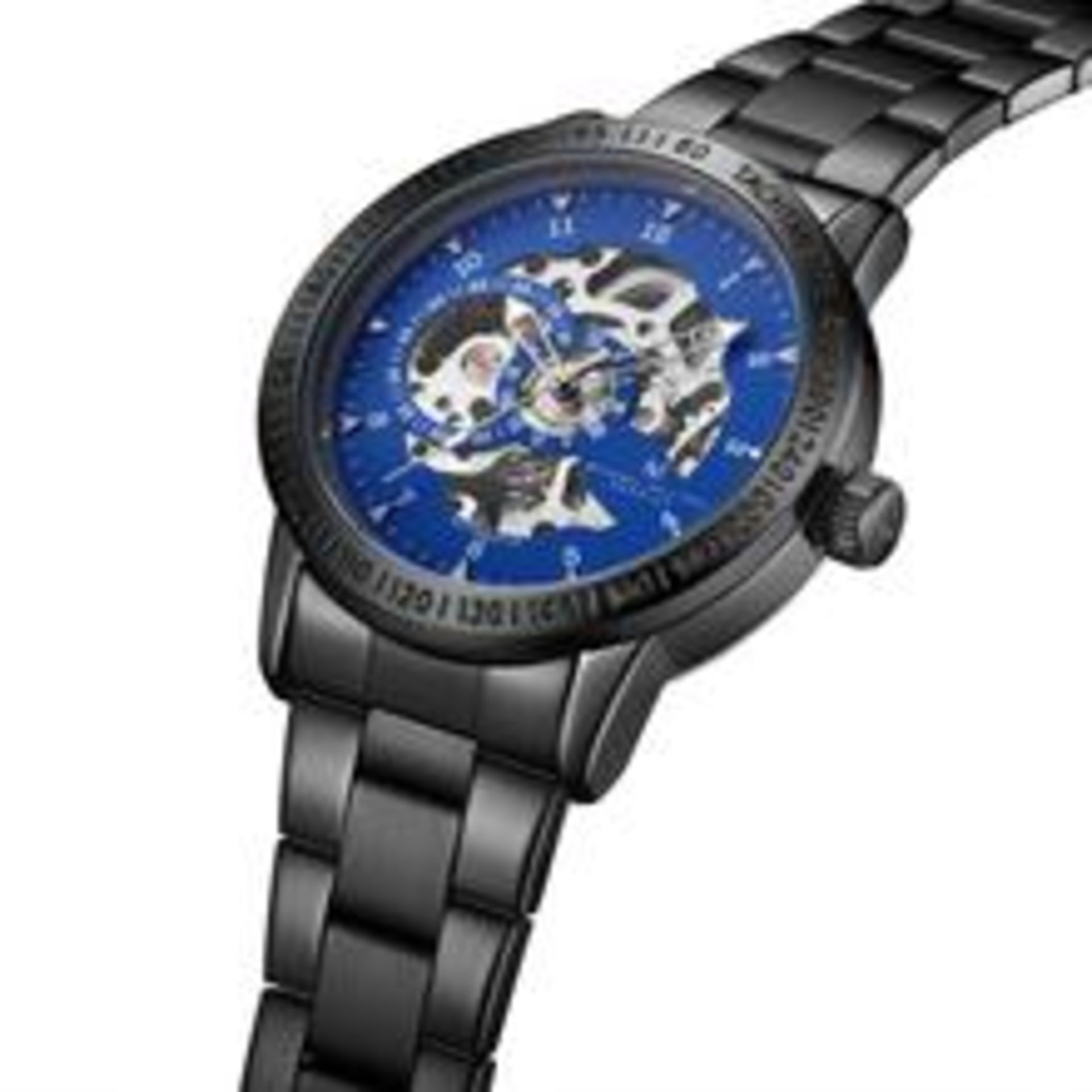 V Brand New Michael Philippe Prodigy Blue Face Automatic Skeleton Style Gents Bracelet Watch £209.99 - Image 2 of 2