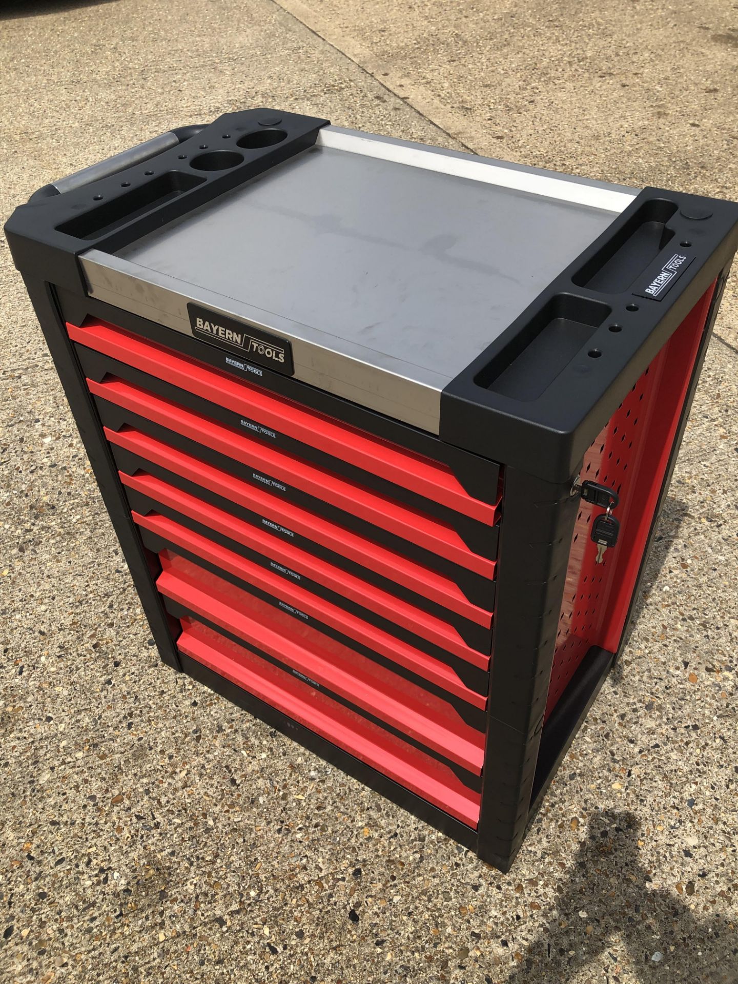 V Brand New Professional Locking Garage Tool Trolley/Cabinet (Red/Blue) With Metal Top And 7 Drawers - Image 3 of 9