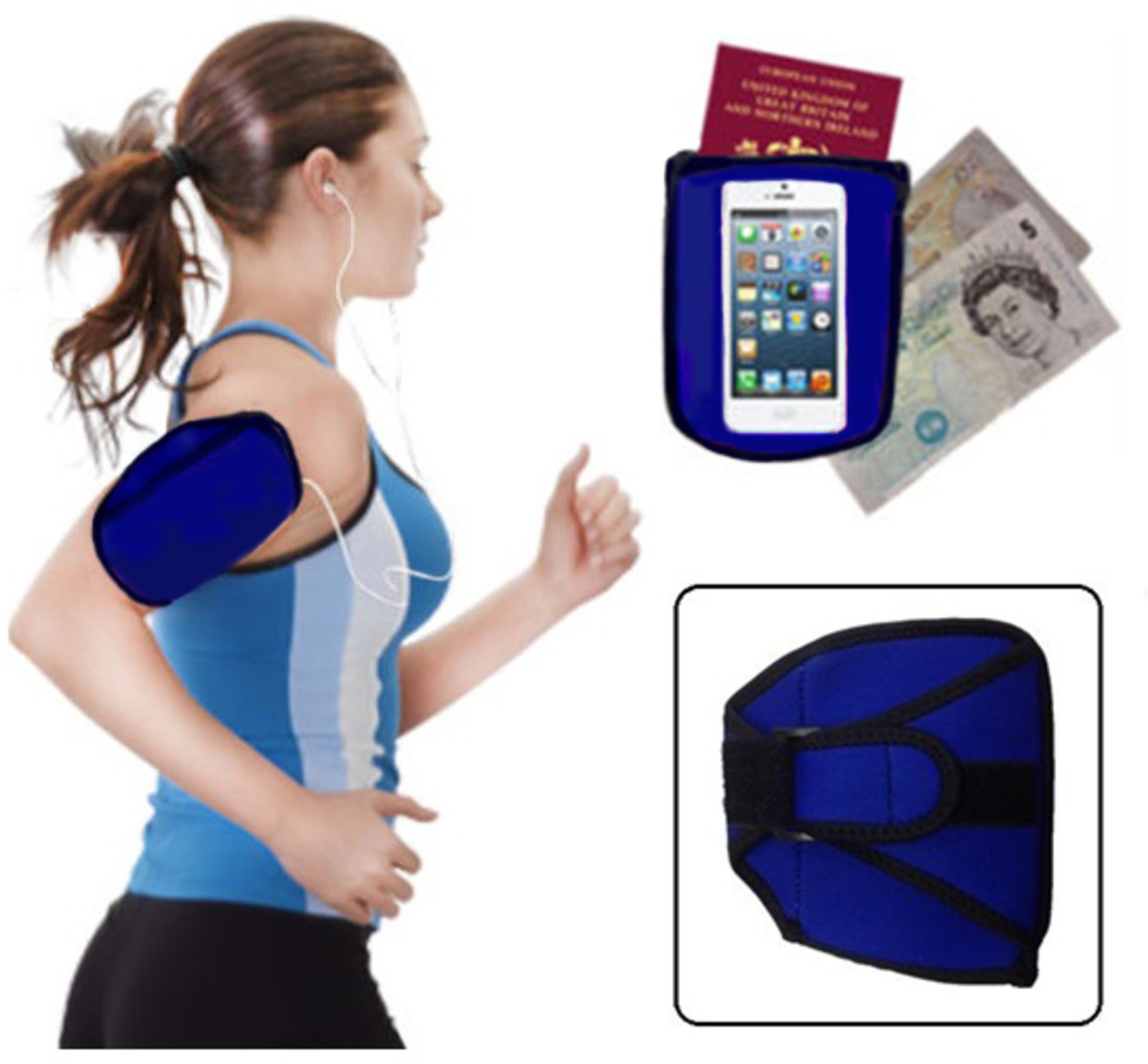 Brand New A Lot Of Ten Blue Sport Neoprene Running/Jogging Arm Mobile Phone Holders ISP £29.90 (