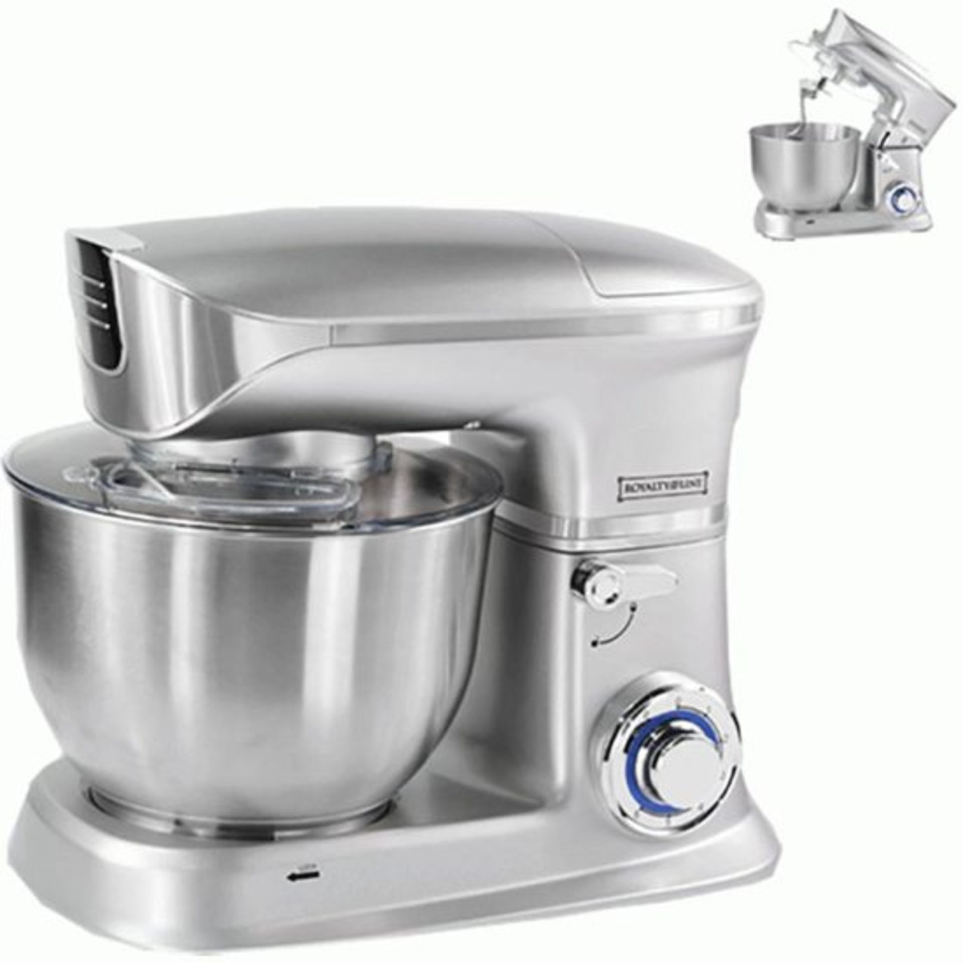 V Brand New 1900w Power Kitchen Mixer - 6.5L Capacity - Stainless Steel Bowl - Three Attachments (