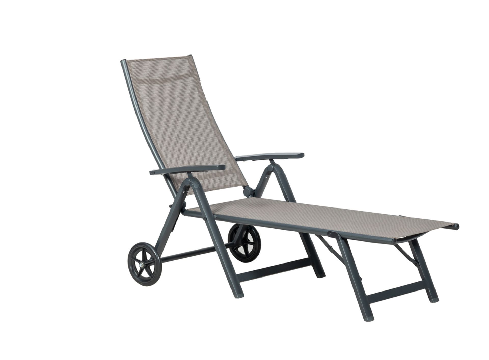 V Brand New Sorrento Wheeled Sunlounger - With High Quality 4x4 Textylene - ISP £105 (Dunelm)