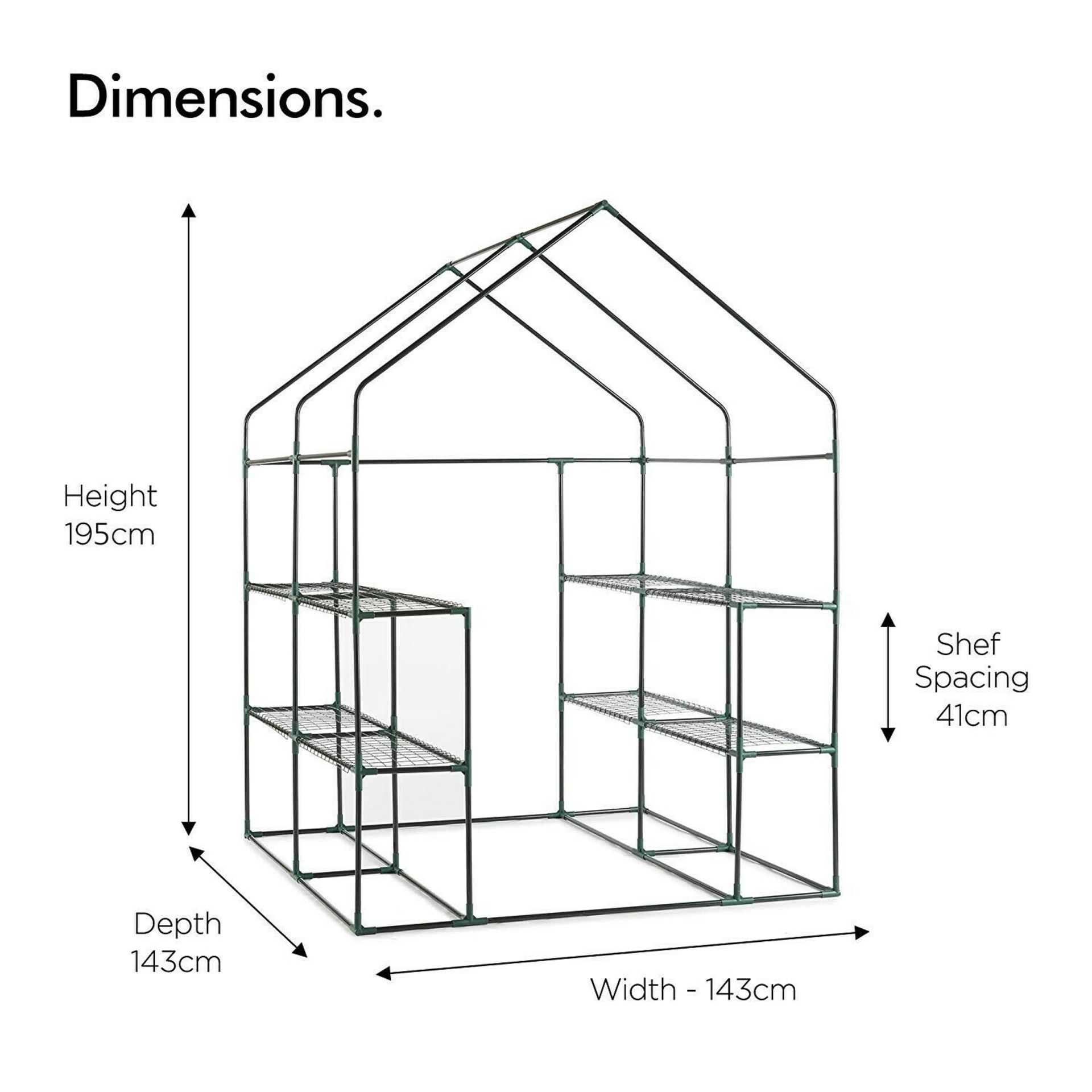 V Brand New Walk-in Greenhouse With 8 Shelves And Zip Cover - Approximately 143x143x195cm - Ideal - Image 2 of 2