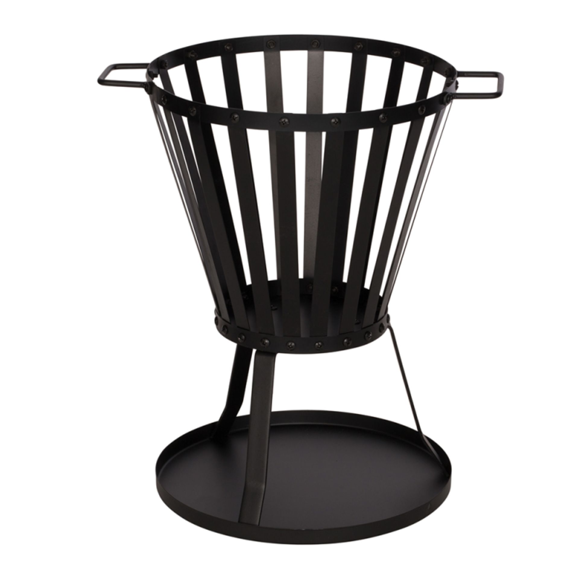 V Brand New Fire Basket - Made From Black Powder Coated Steel - H50cm x D36cm