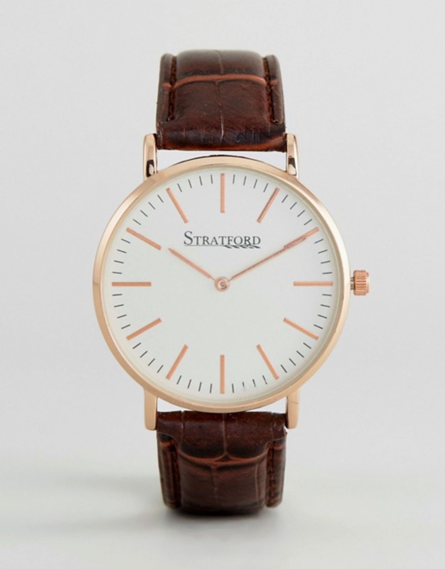 V Brand New Stratford Large White Faced Watch With Brown Strap