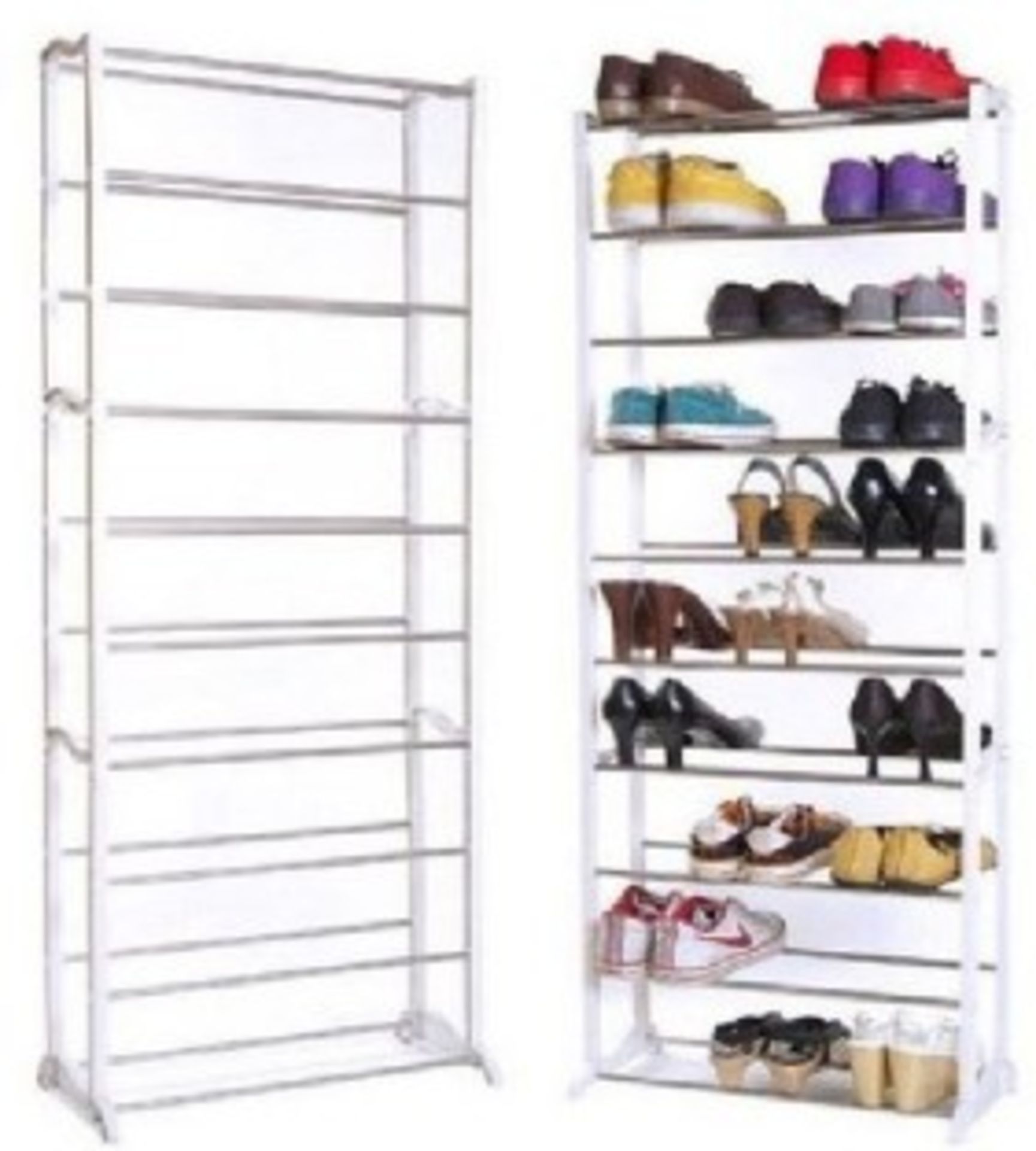 V Brand New Ten Tier Shoe Rack - Holds Up to Fifty Pairs - Easy To Assemble - Space Saving