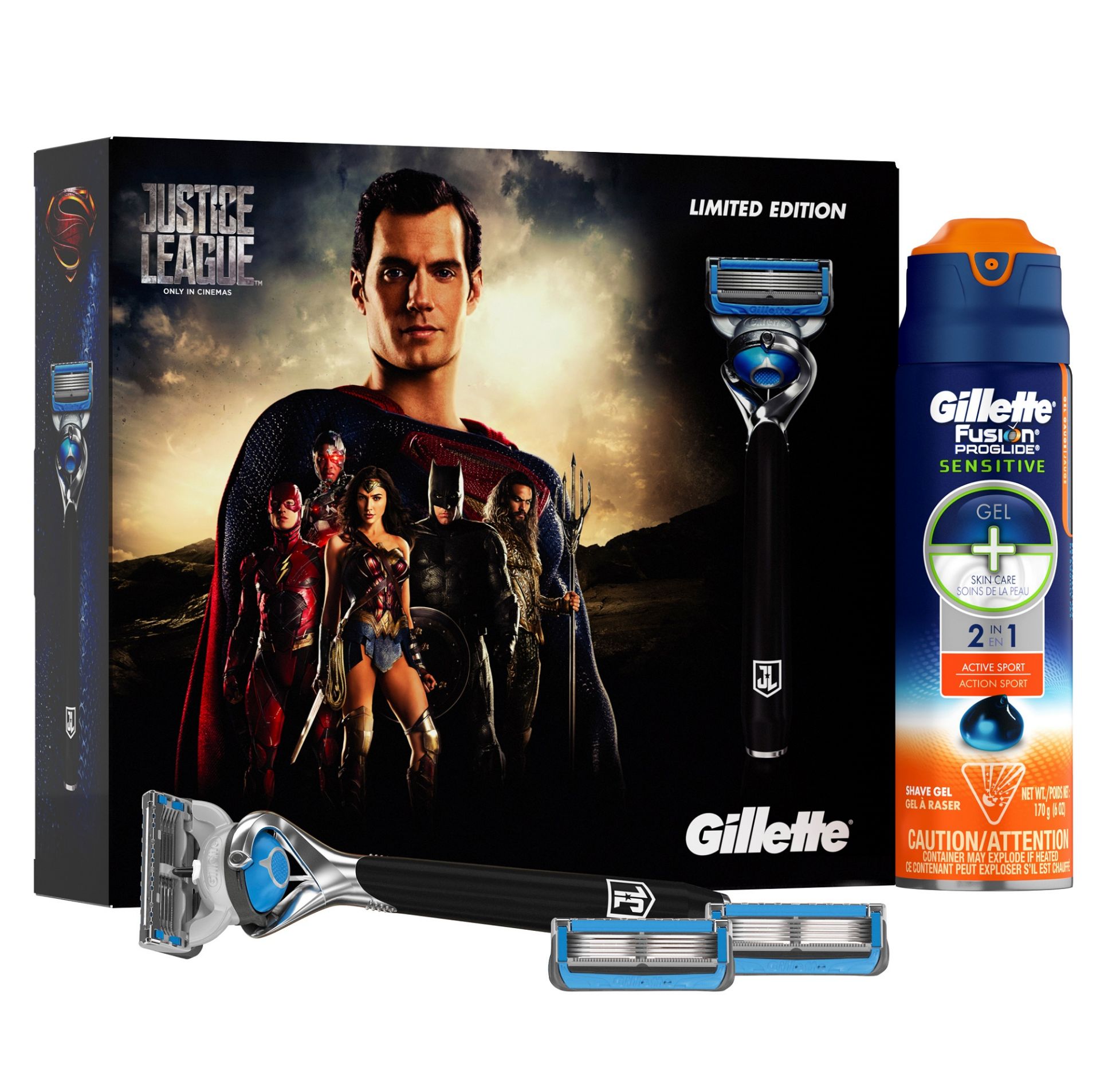 V Brand New Gillette Limited Edition Justice League Shaving Gift Set Inc 2in1 Shaving Gel -