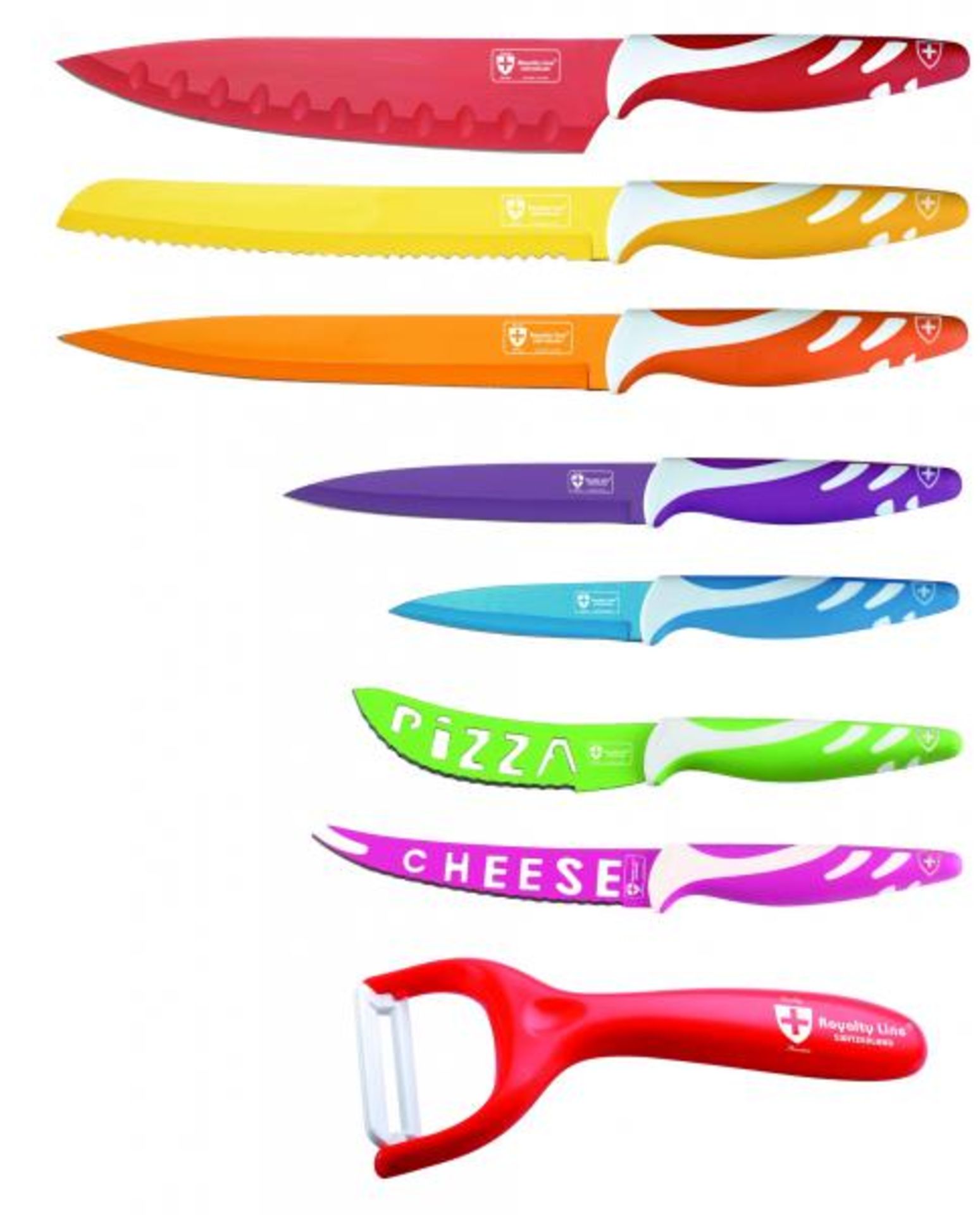 V Brand New Seven Piece Knife Set - Non Stick Coating