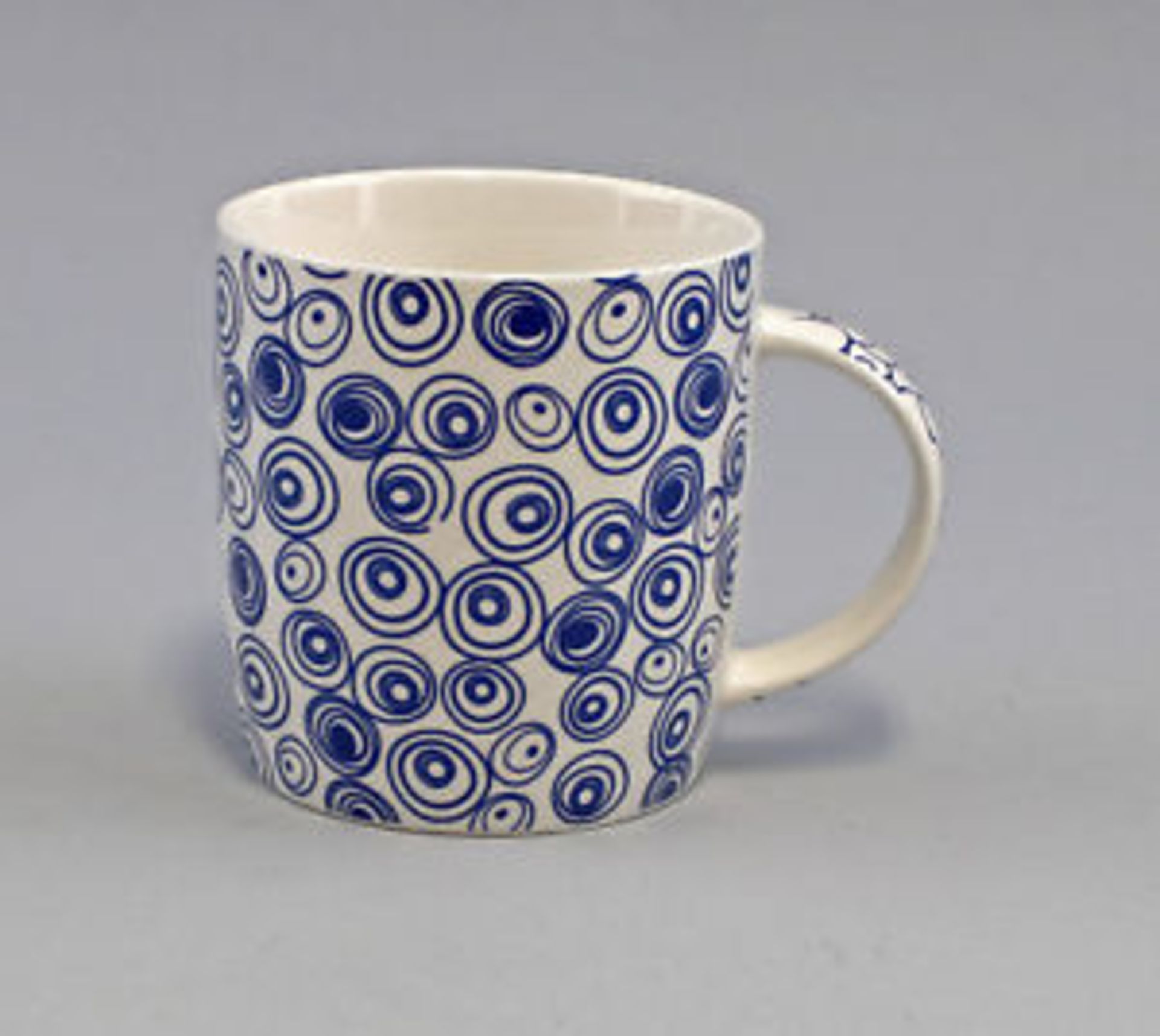 V Brand New Four Nippon By Jameson + Tailor Blue Circles And Pebbles Porcelain Mugs