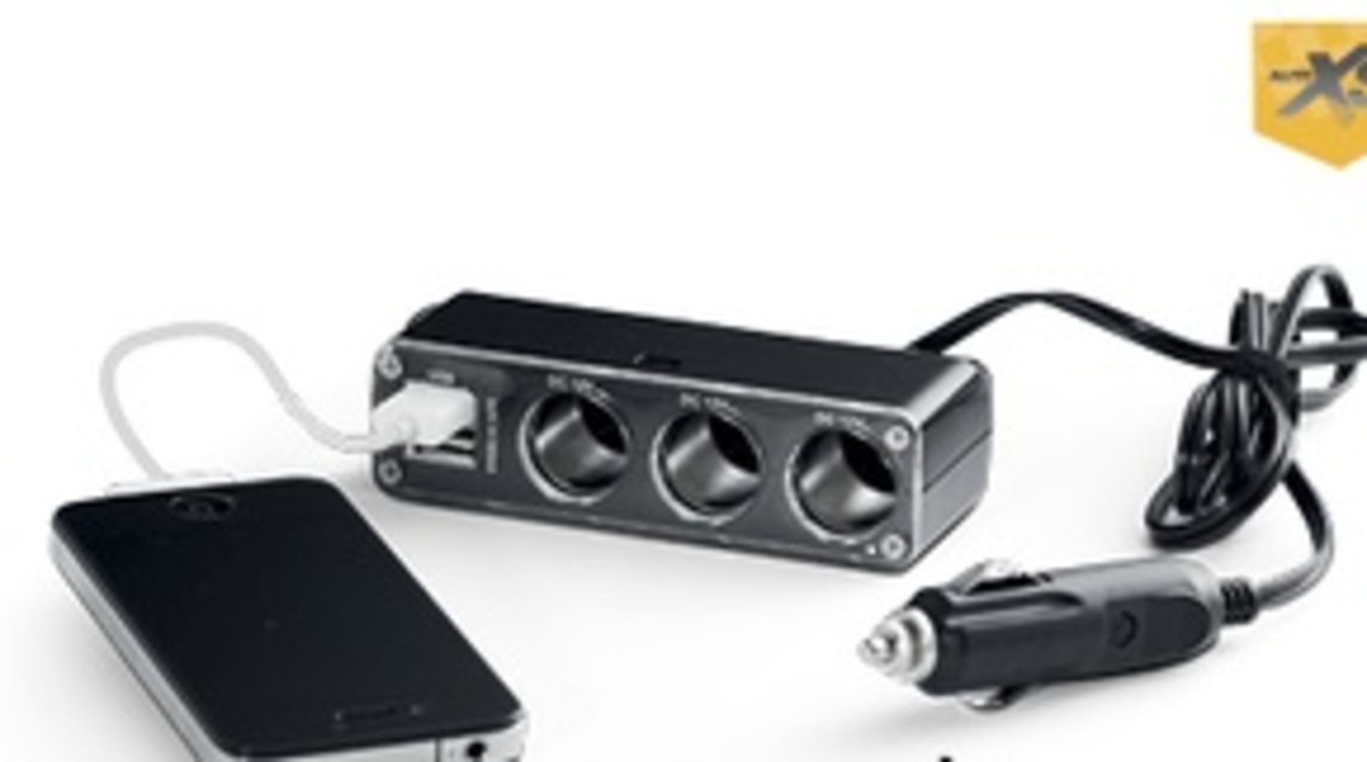 V Brand New Auto XS car Socket Adaptor-3 sockets for 12v & 2 USB Outputs-LED Operation