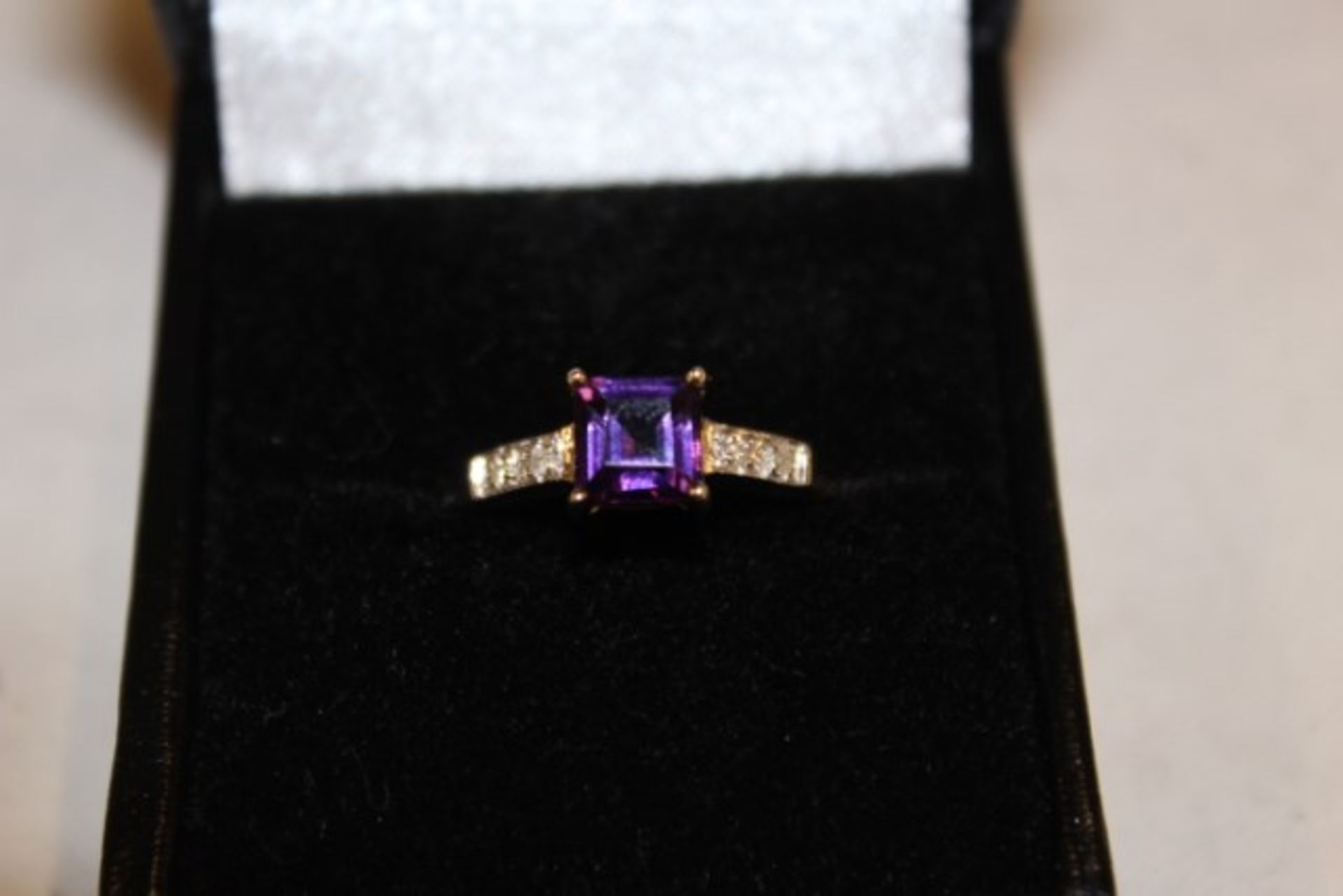 Grade U Square Cut Topaz Ring With Diamond Style Shoulders