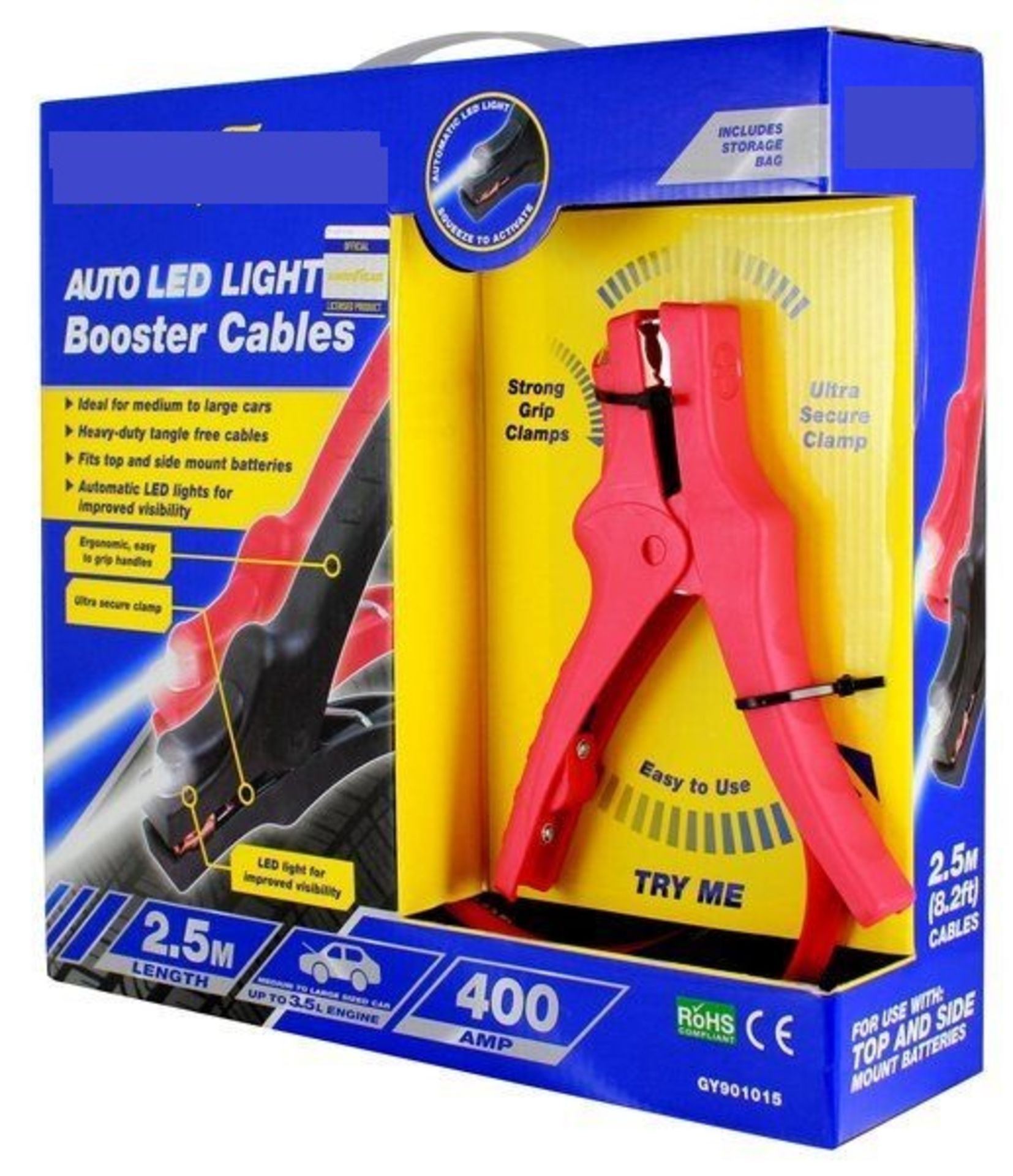 V Brand New 400 Amp Jump Starter Cable Set With LED Lights - 2.5 M Cable - 1 Storage Bag eBay/