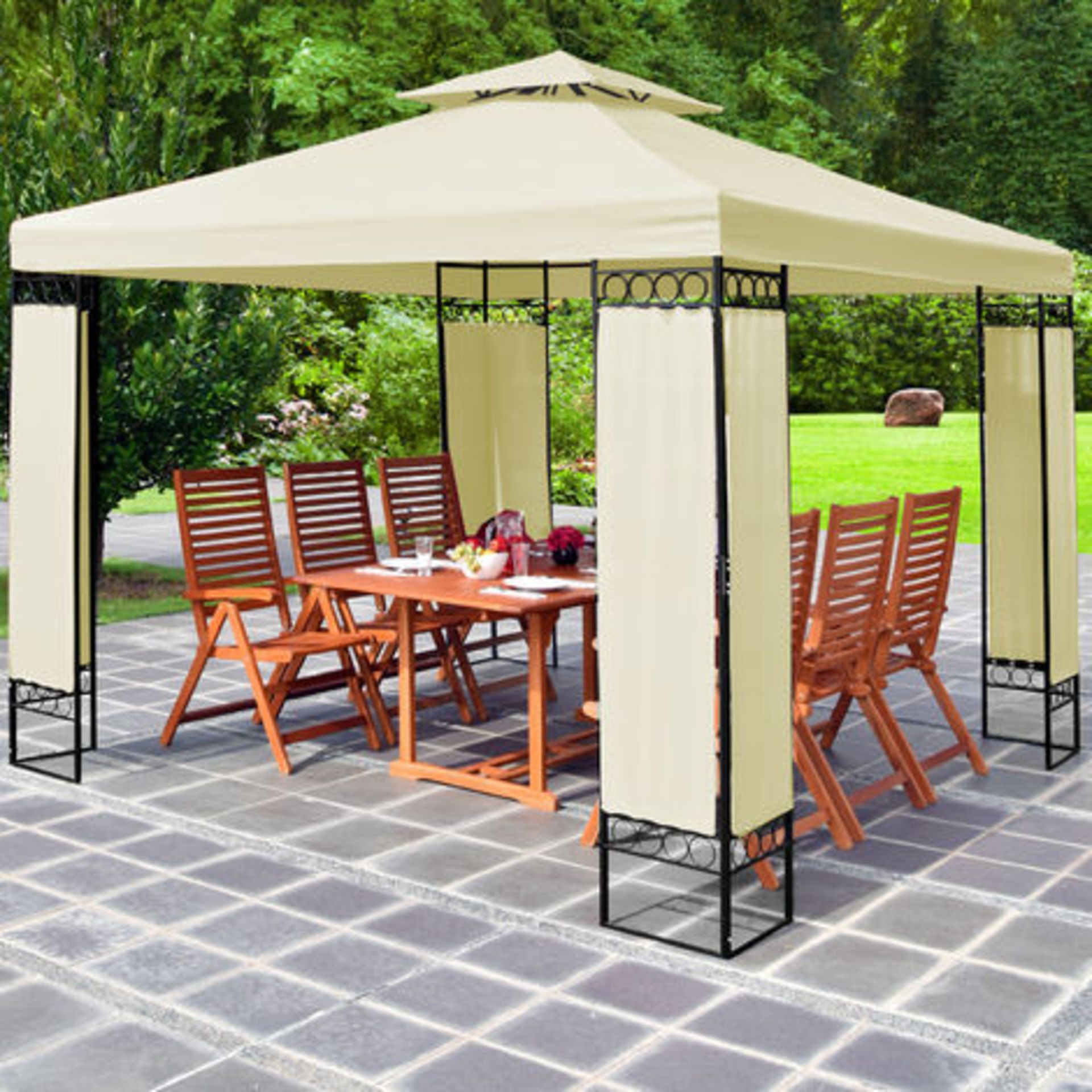 V Brand New 3m x 3m Powder Coated Garden Party Gazebo (Item Available Approx 5-7 Working Days