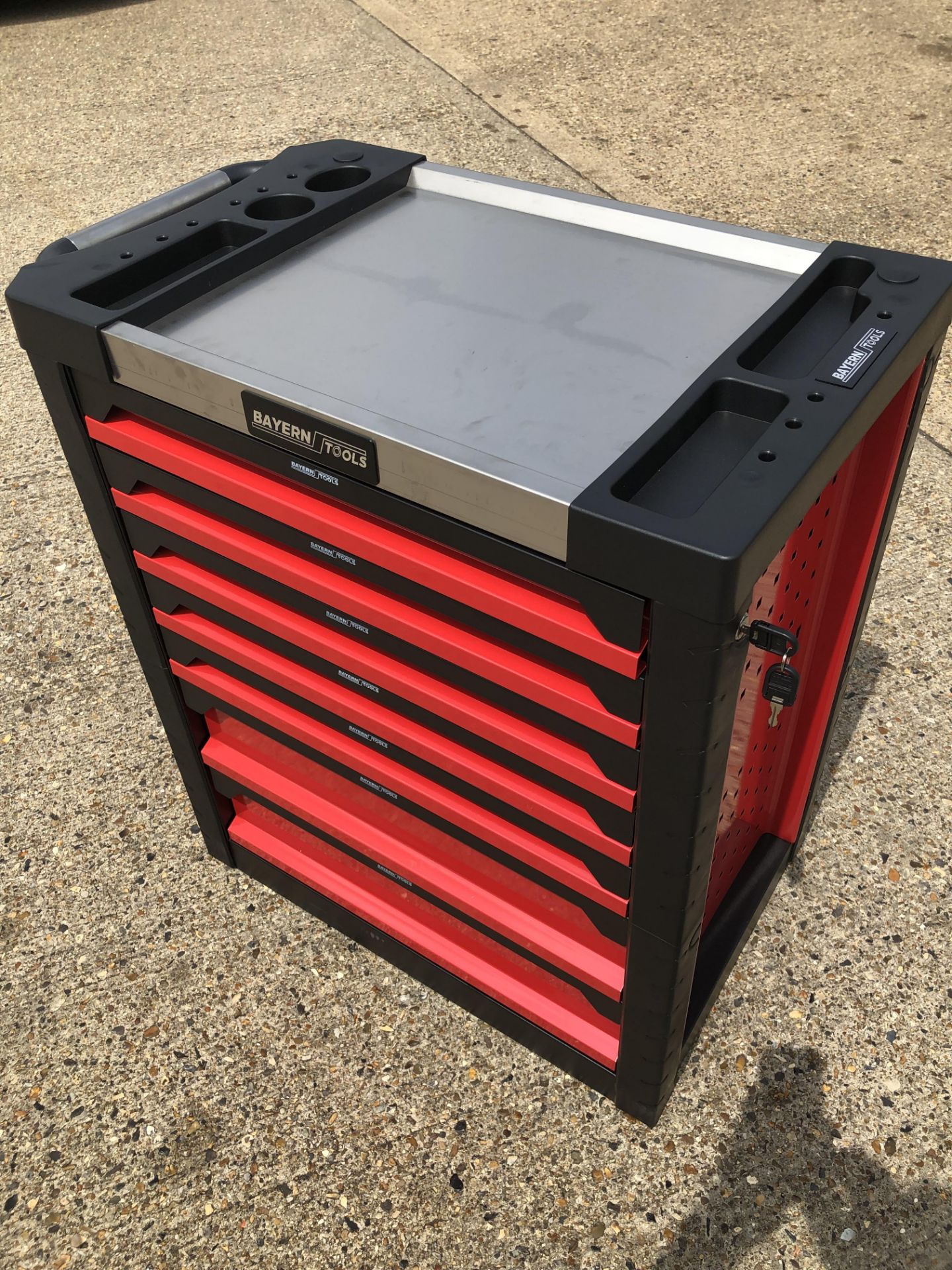 V Brand New Professional Locking Garage Tool Trolley/Cabinet (Red/Blue) with Metal Top and 7 Drawers - Image 2 of 8