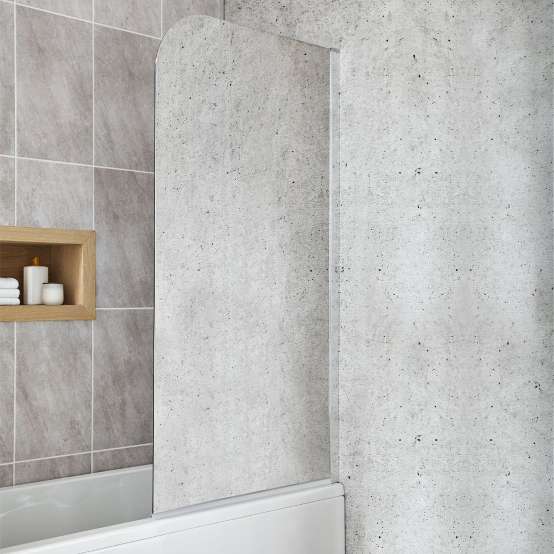V Brand New Bathstore Atlantes 750 Mirrored Bath Screen Clean Plus - Right Hand Side - Homebase