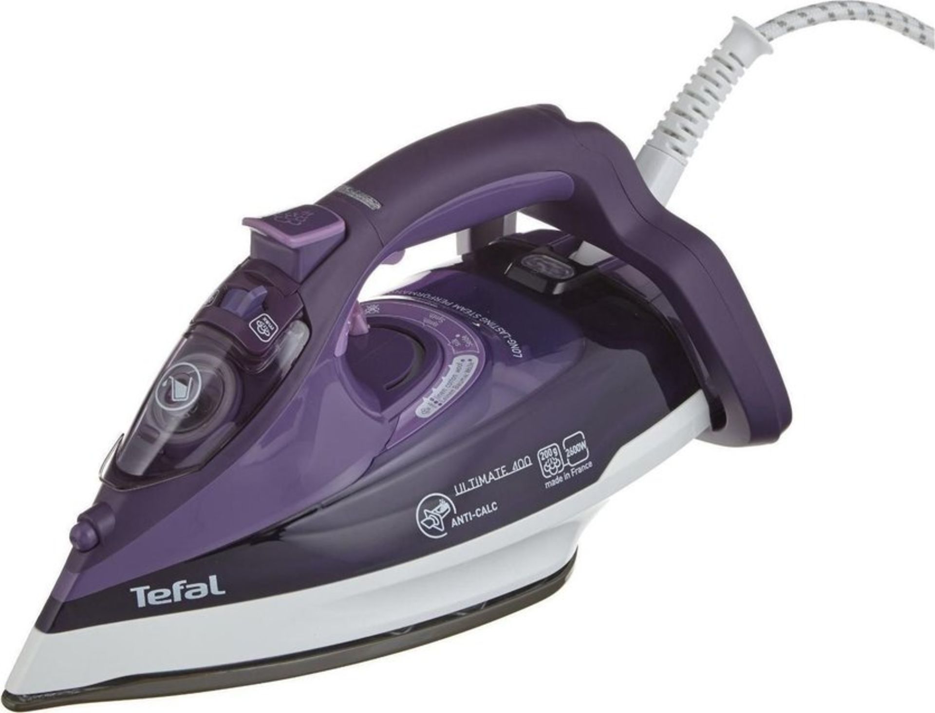 V Brand New Tefal Ultimate Anti Calc 400 2600W Turbo Steam Iron - Glide Protect - Security On/