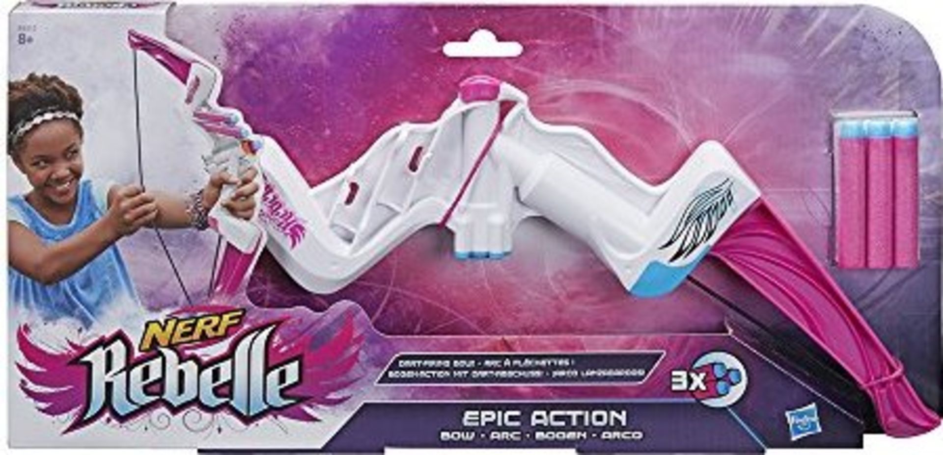 V Brand New Nerf Rebelle Epic Action Bow With Three Darts - Online Price £11.99 (