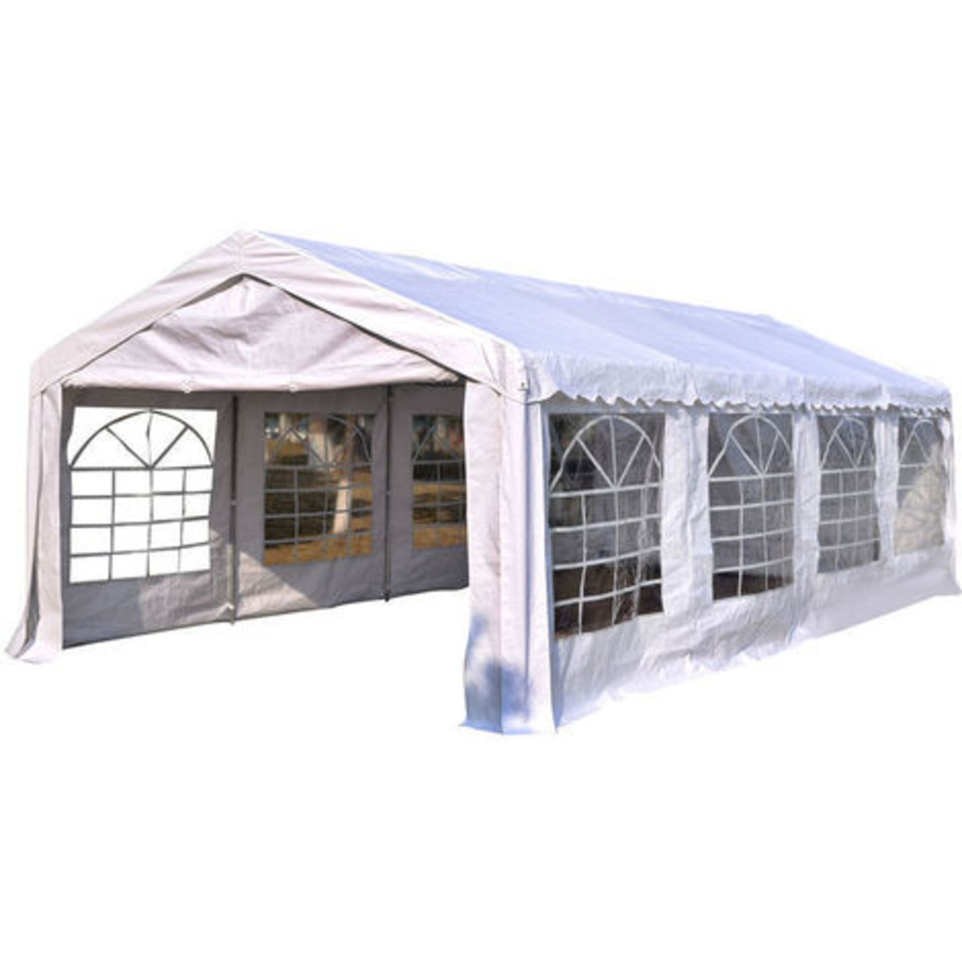 V Brand New 8m x 4m White Gazebo Marquee Party Tent With Steel Frame (Available Approx 5-7 Working