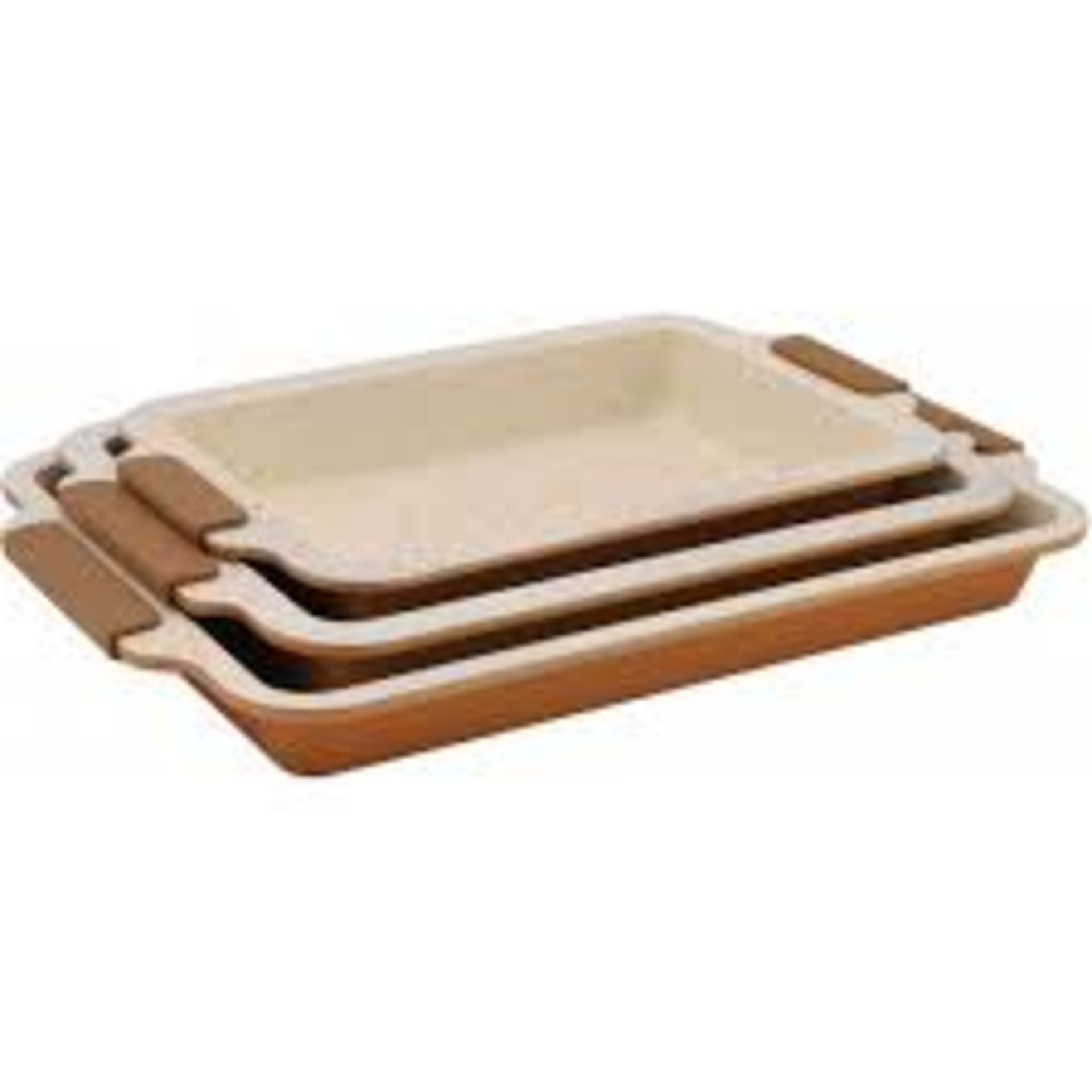 V Brand New Marble Ceramic Coated Roasting Pan Set - Silicone Grip Handles