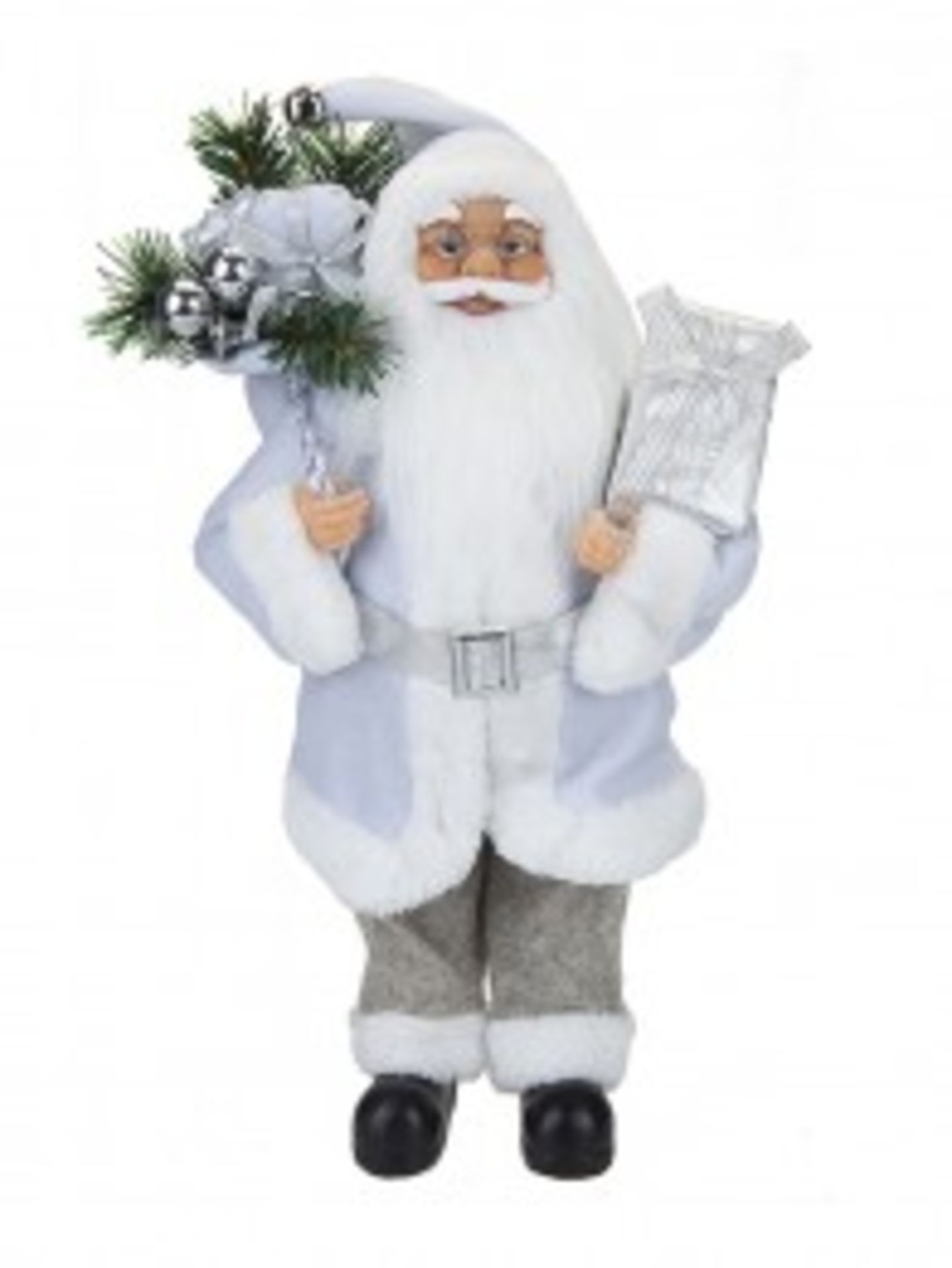 V Brand New 60cm Luxury Standing Grey Suit Santa Decoration With Hang Tag