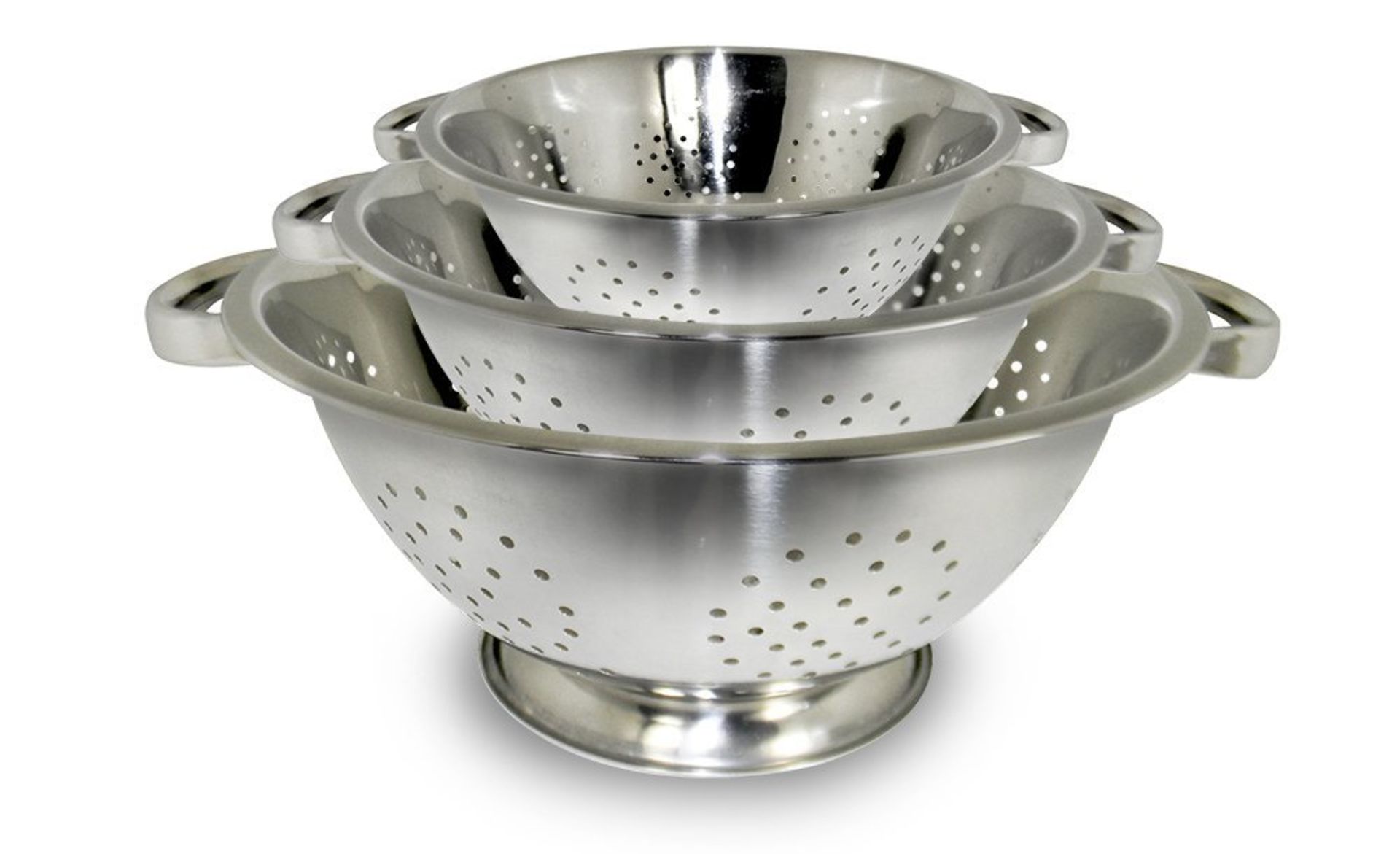 V Brand New 3 Piece Stainless Steel Colander Set Largest 34cm Deep Amazon Price - £54.30 RRP - £59.