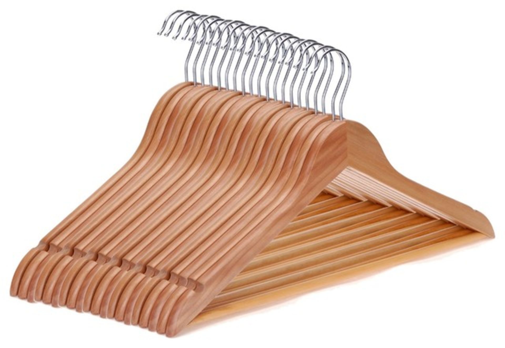 V Brand New Job Lot of 20 Wooden Clothes Hangers - ISP £17.70 (Shop Fitting Warehouse)
