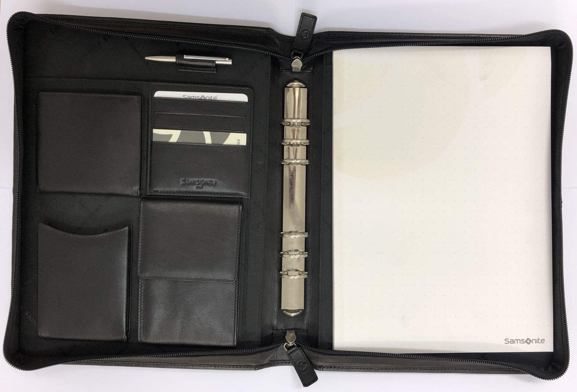 V Brand New Samsonite Black Leather Executive Folder With One Inner Pocket-Credit Card Pockets-