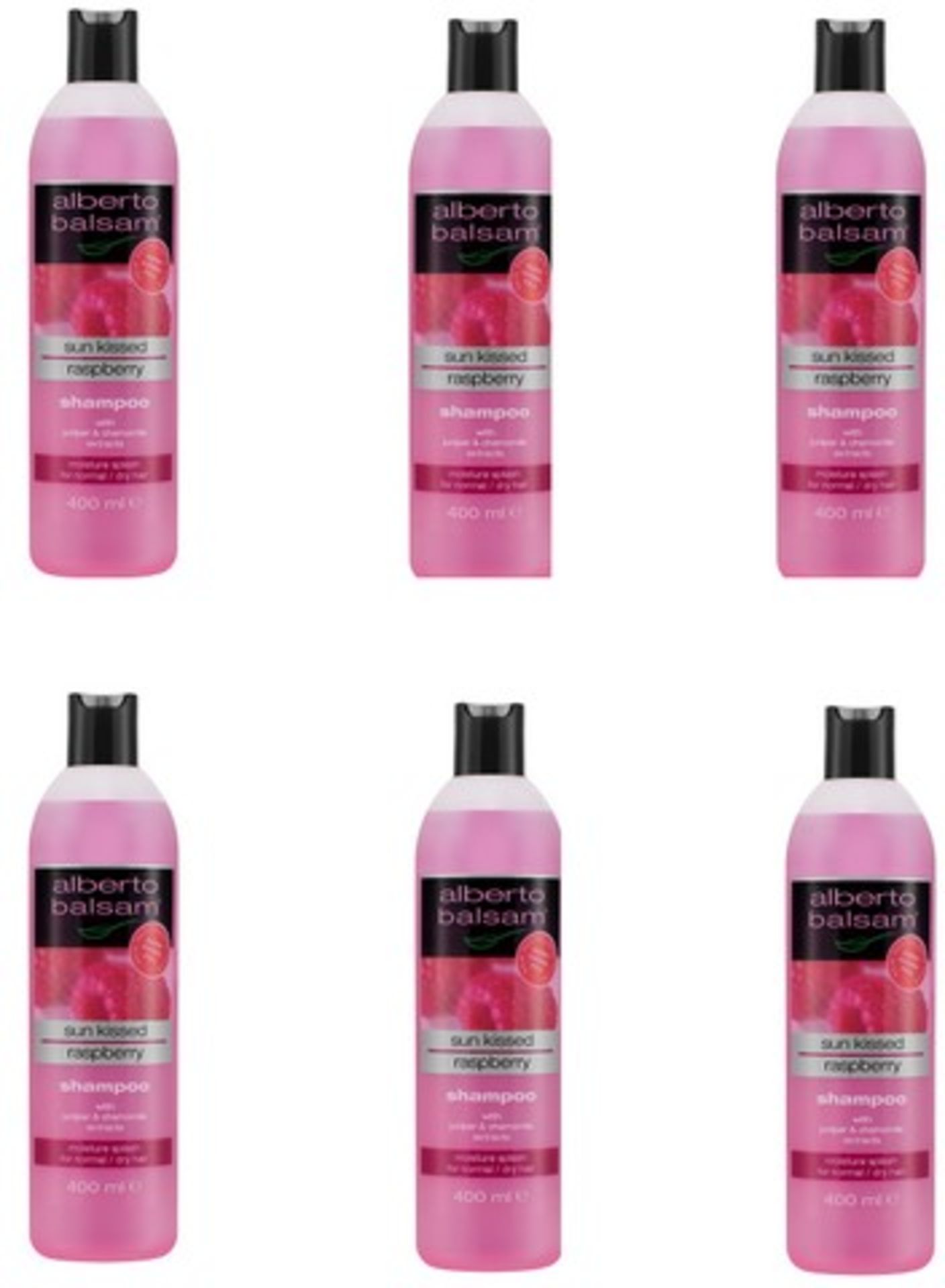 V Brand New A Lot Of Six 400ml Alberto Balsam Sun Kissed Raspberry Shampoo
