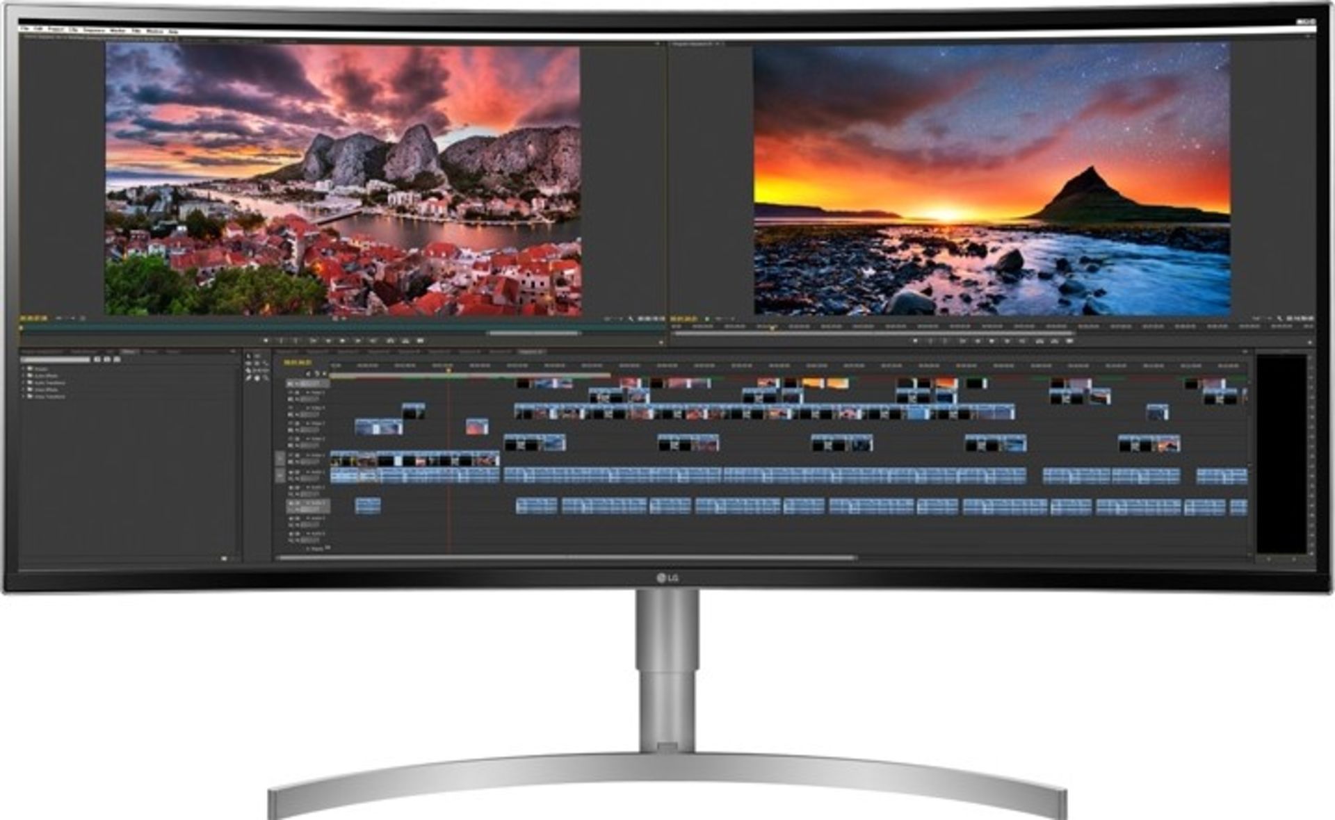 V Grade A LG 34 Inch CURVED ULTRA WIDE PLUS WQHD+ IPS LED MONITOR - 3840 X 1600P - BUILT IN SPEAKERS