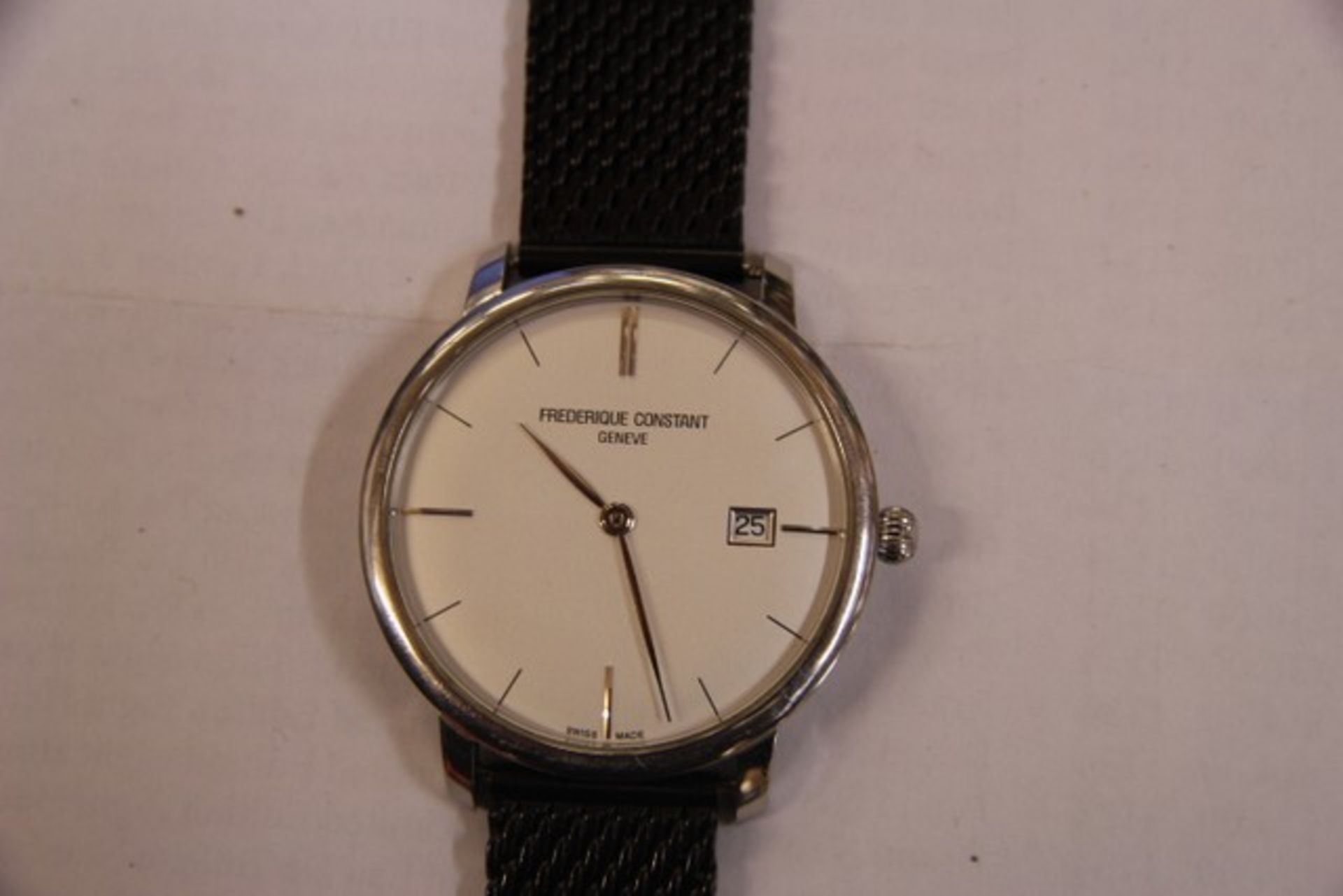 Grade U Gents Black Strap White Face Frederique Constant Watch