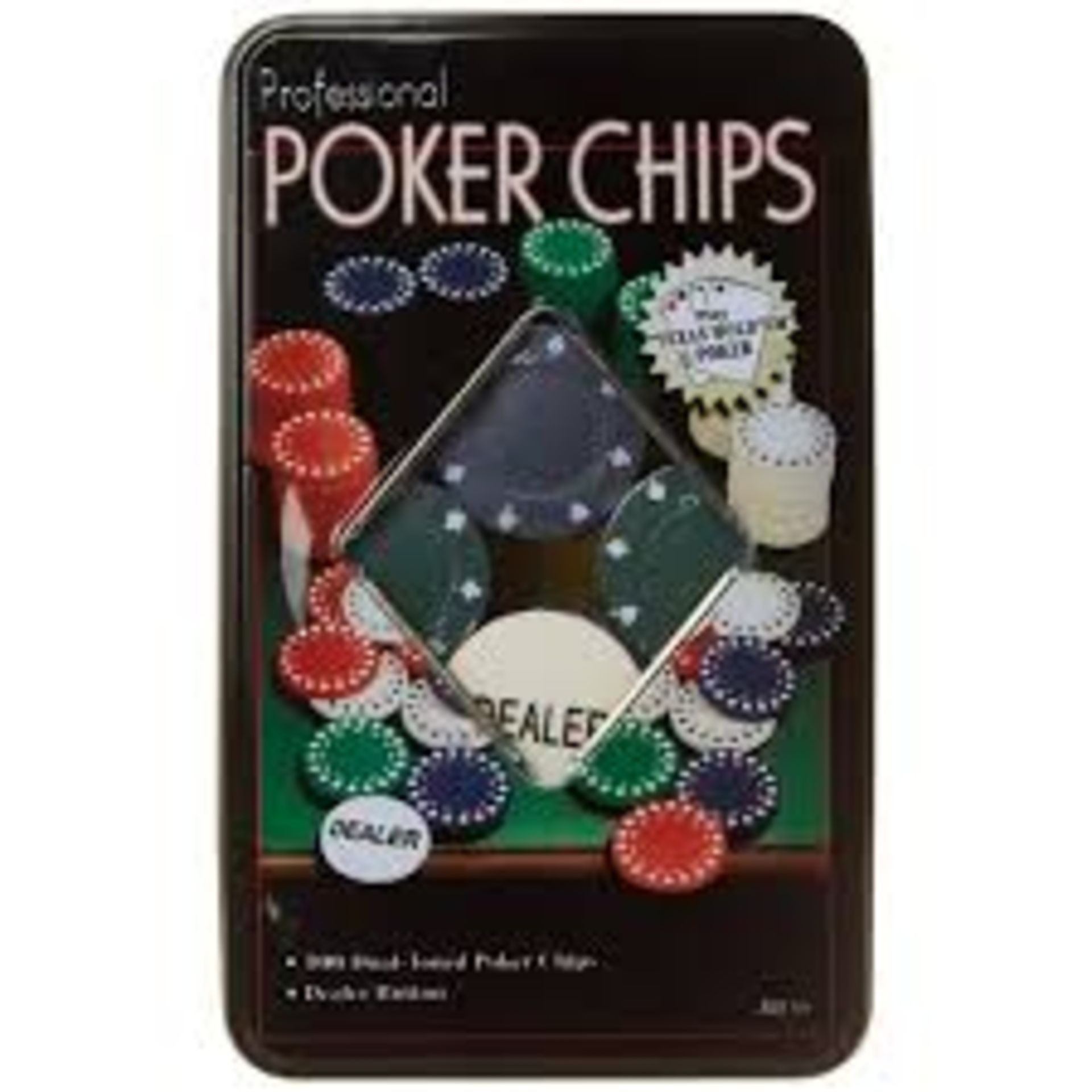 V Brand New Box Of 100 Dual-Toned Professional Poker Chips Includes Dealer Button