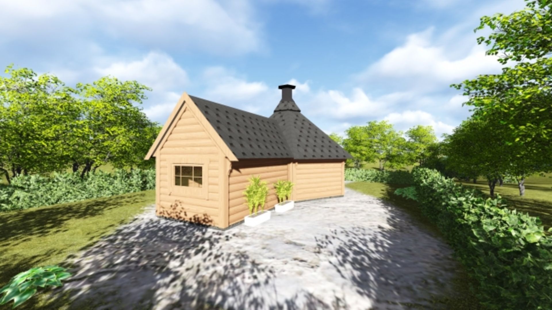 V Brand New 9.2m sq 6 Corner Spruce Grill Cabin With Sauna Extension - 9KW Electric Heater - - Image 3 of 4