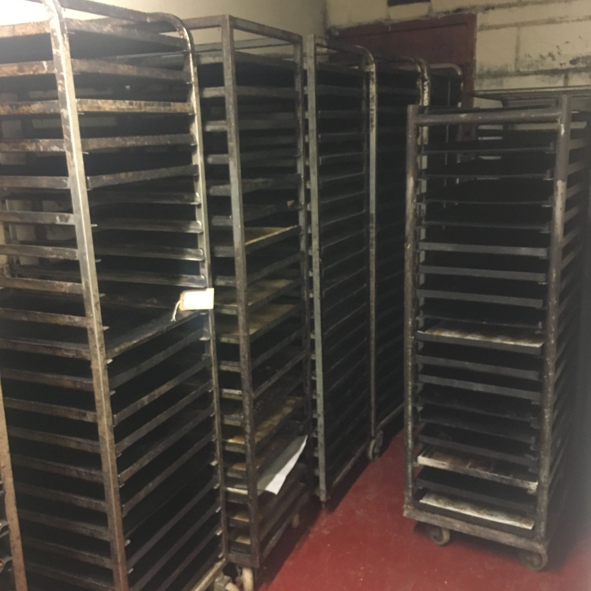 9 x Steel tray racks, various