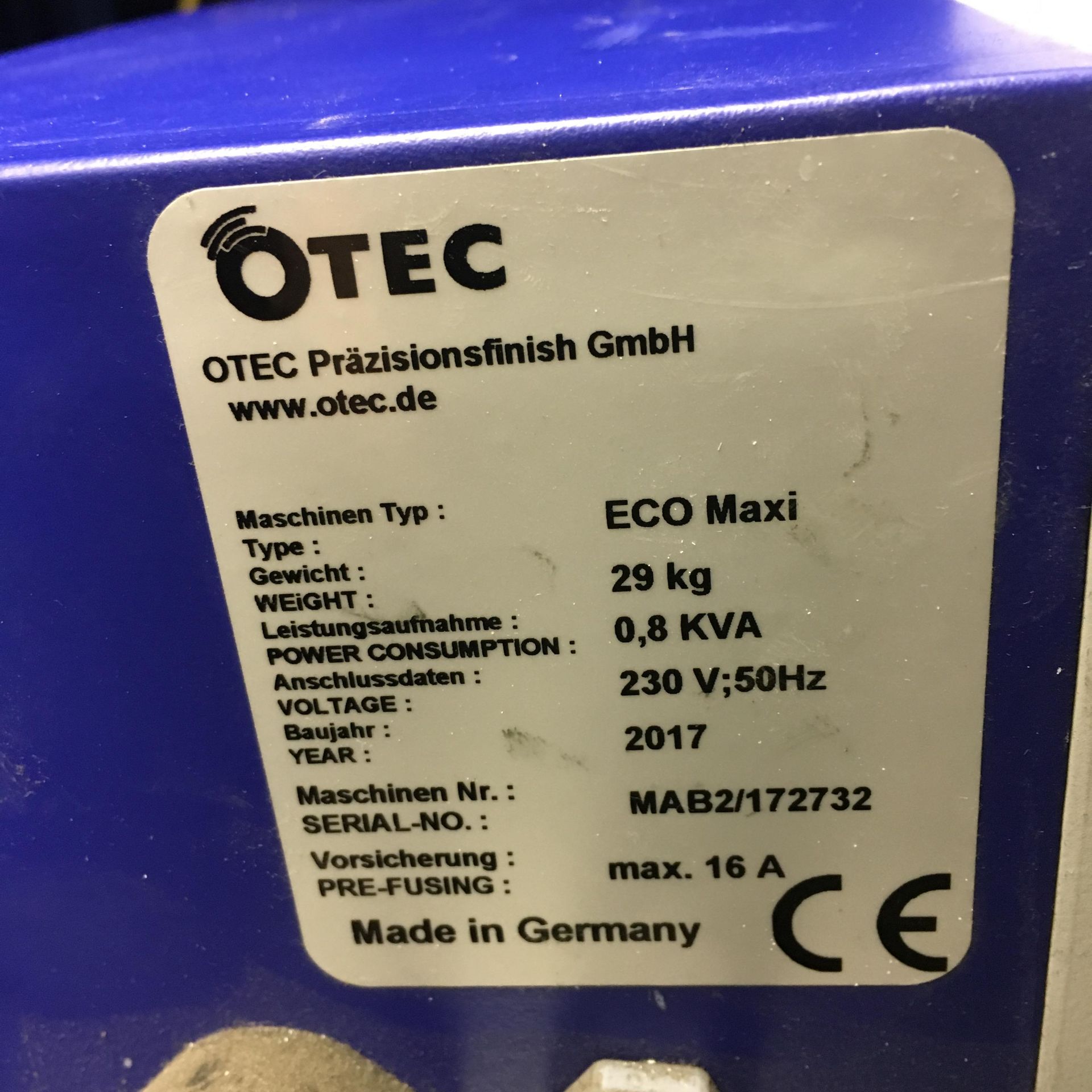 Otec Eco Maxi abrasive finishing machine, serial no: MAB2/172732 (2017) - Bild 4 aus 4