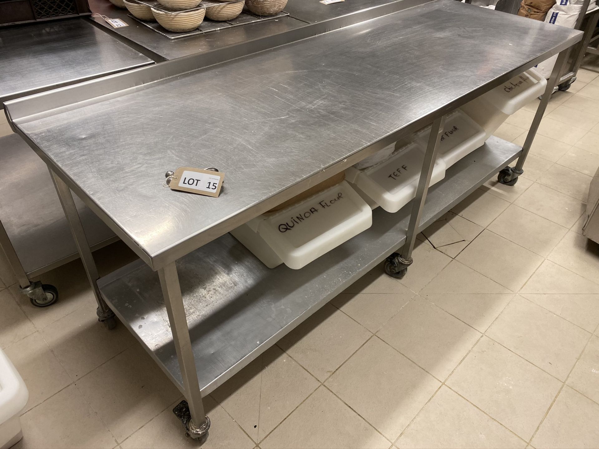 1.8m stainless steel food prep table (mobile)