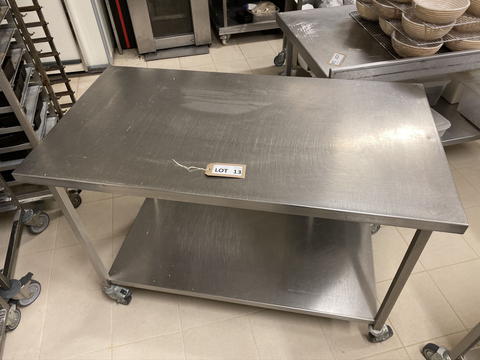 1.2m stainless steel food prep table (mobile)