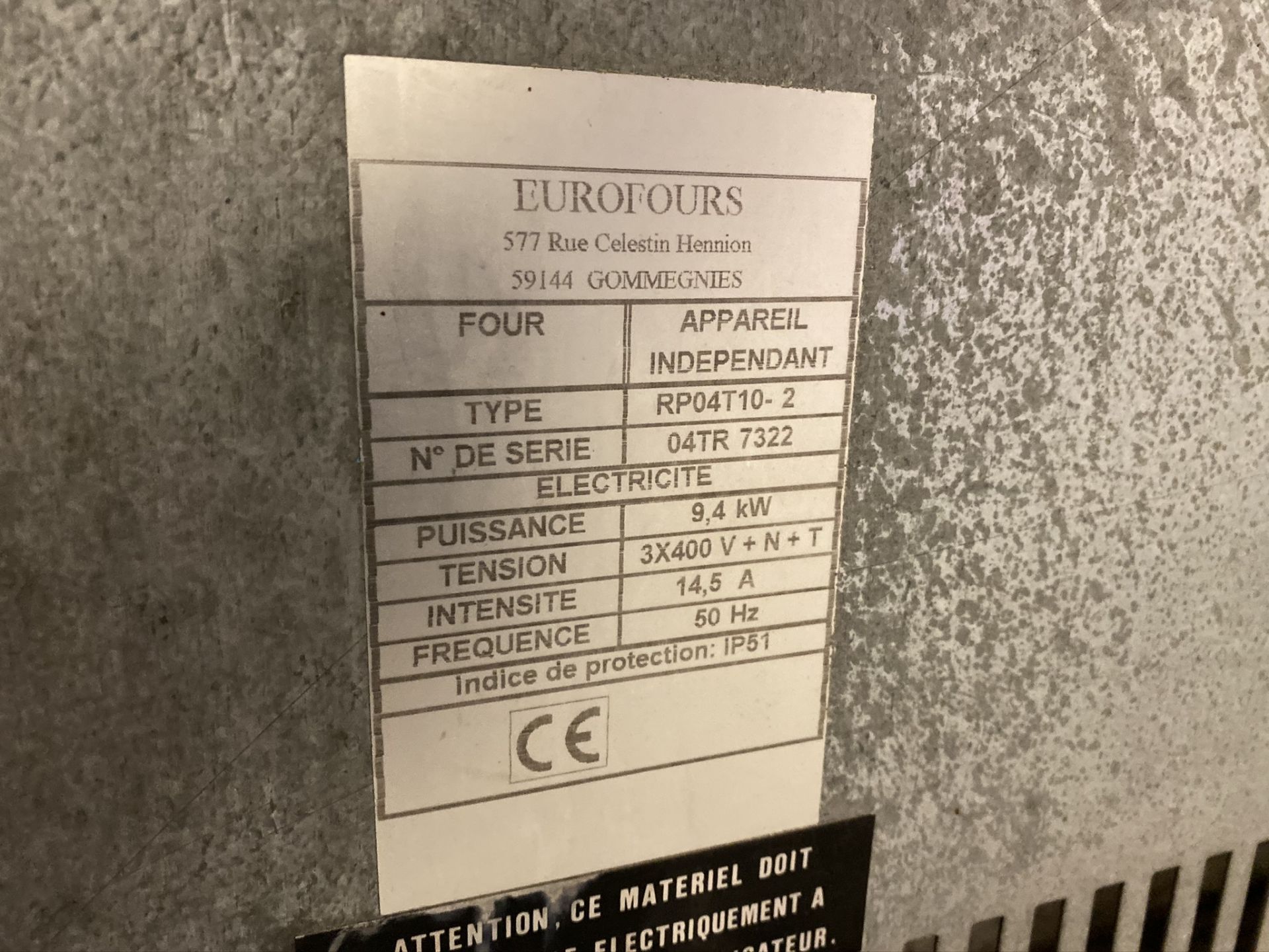 Eurofours RP04T10-2 two-shelf bake off oven, Serial No: 04TR7322 - Image 3 of 3