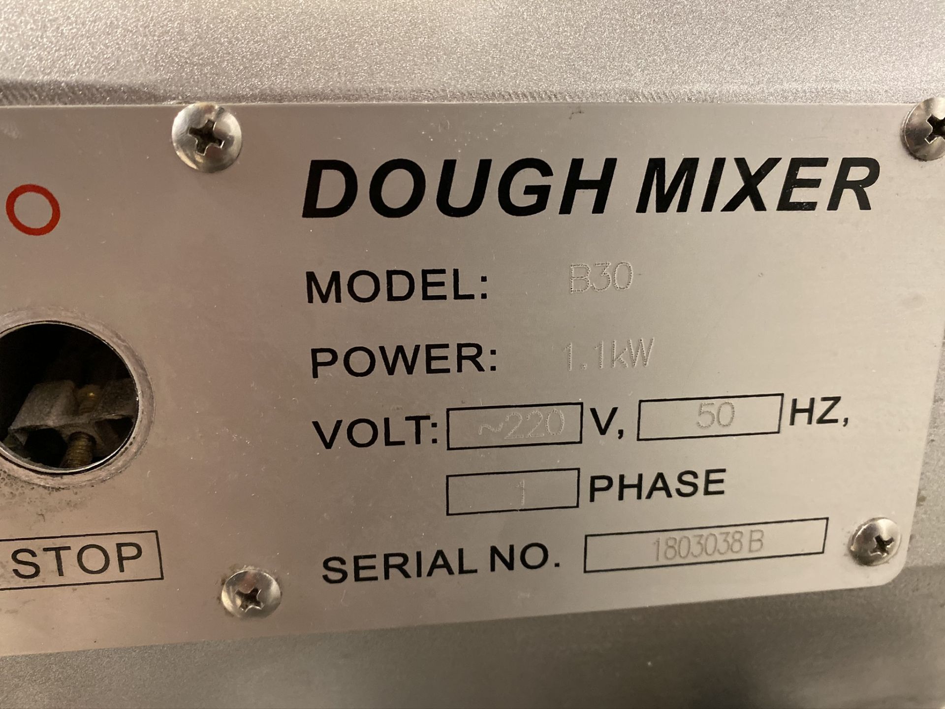 Chinese B30 1.1kw dough mixer, Serial No: 1803038B - Image 2 of 5