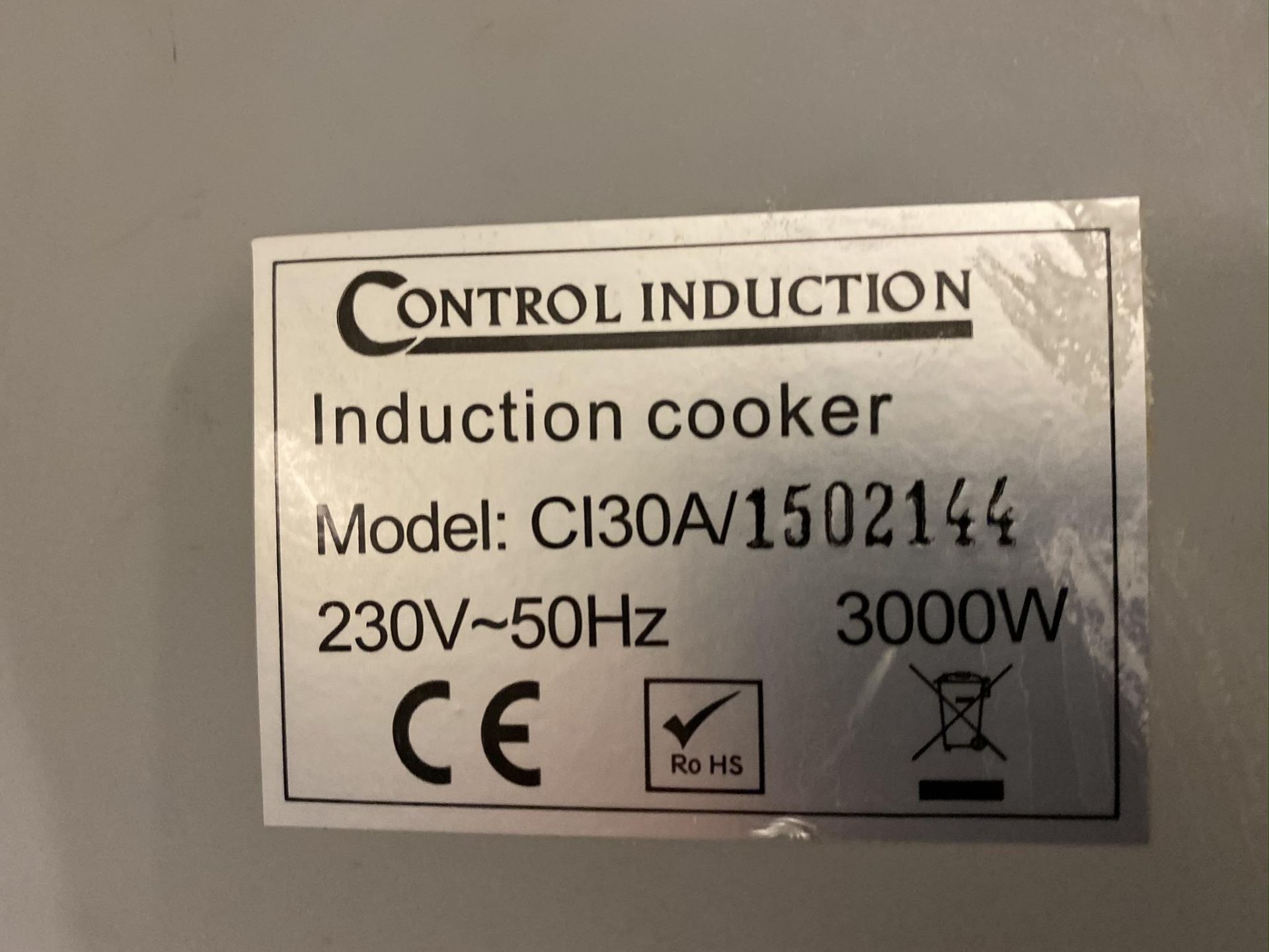 Control Induction C130A single ring bench top induction hob, Serial No: 1502144 (2015), LITE - Image 3 of 3