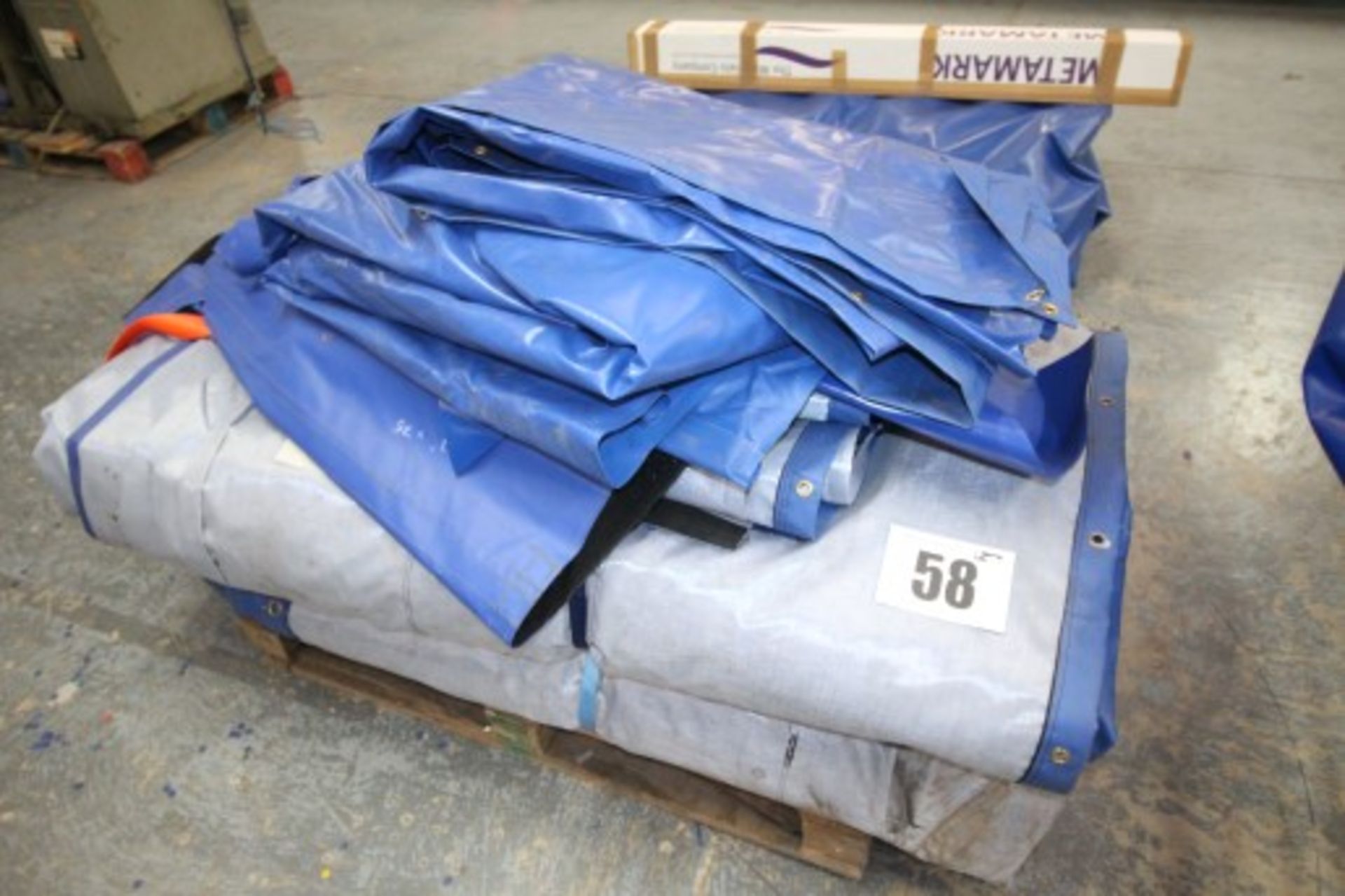 CONTENTS ON PALLET OF BLUE TARPAULIN SHEETING. (FORKLIFT CHARGE: £10.00 PLUS VAT)